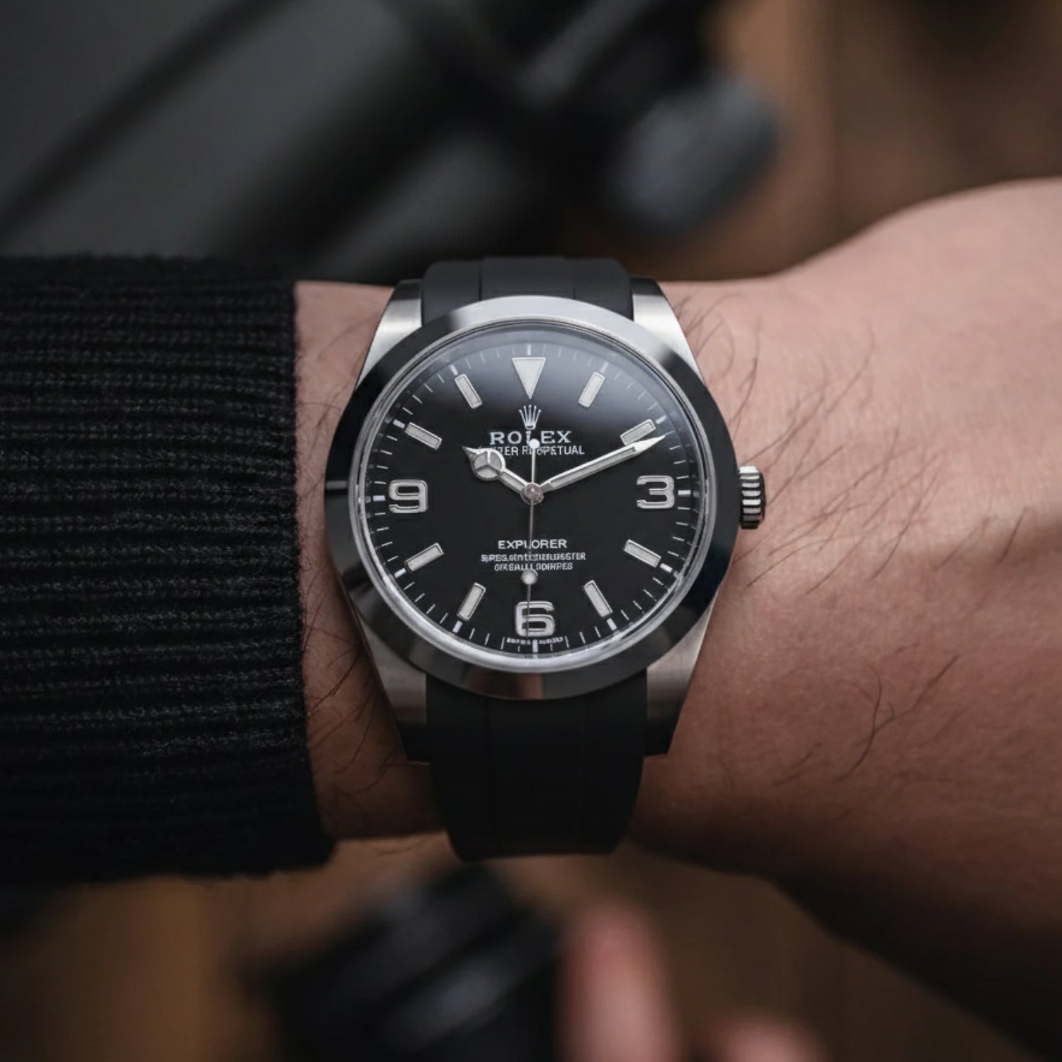 Deployant Strap for Rolex Explorer I in Black - Helvetus® Switzerland