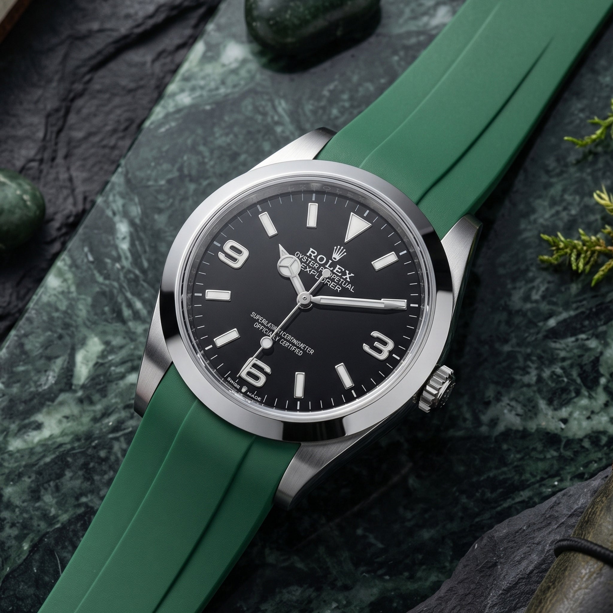 Rolex Explorer I Green Deployant Strap - Helvetus®