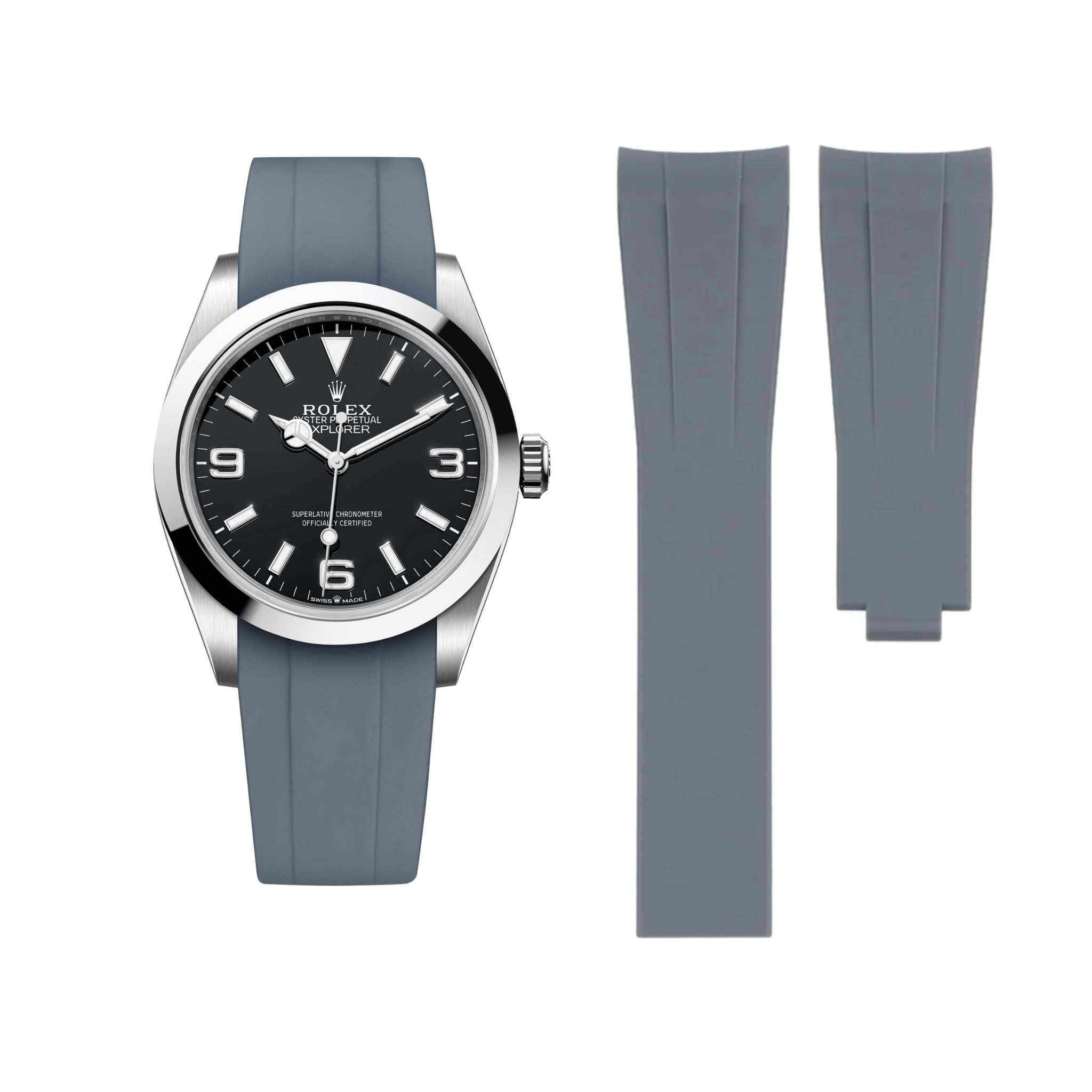 Deployant Strap - For Rolex Explorer I - Grey - Helvetus