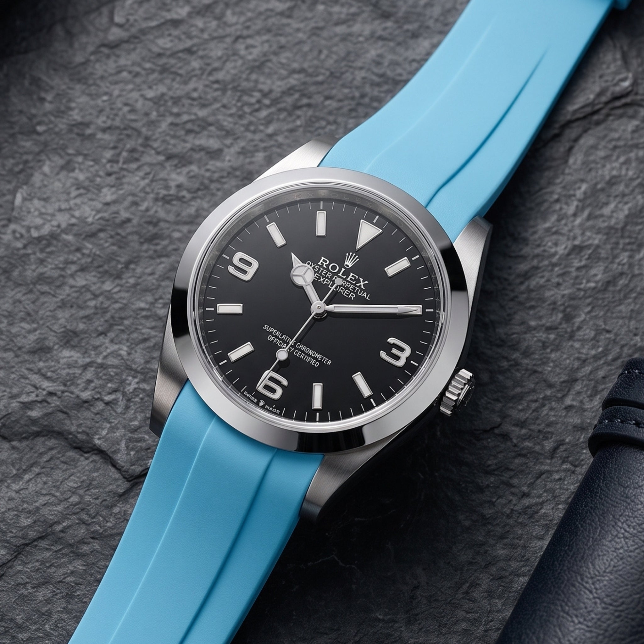 Miami Blue Rolex Explorer I Deployant Strap - Helvetus®