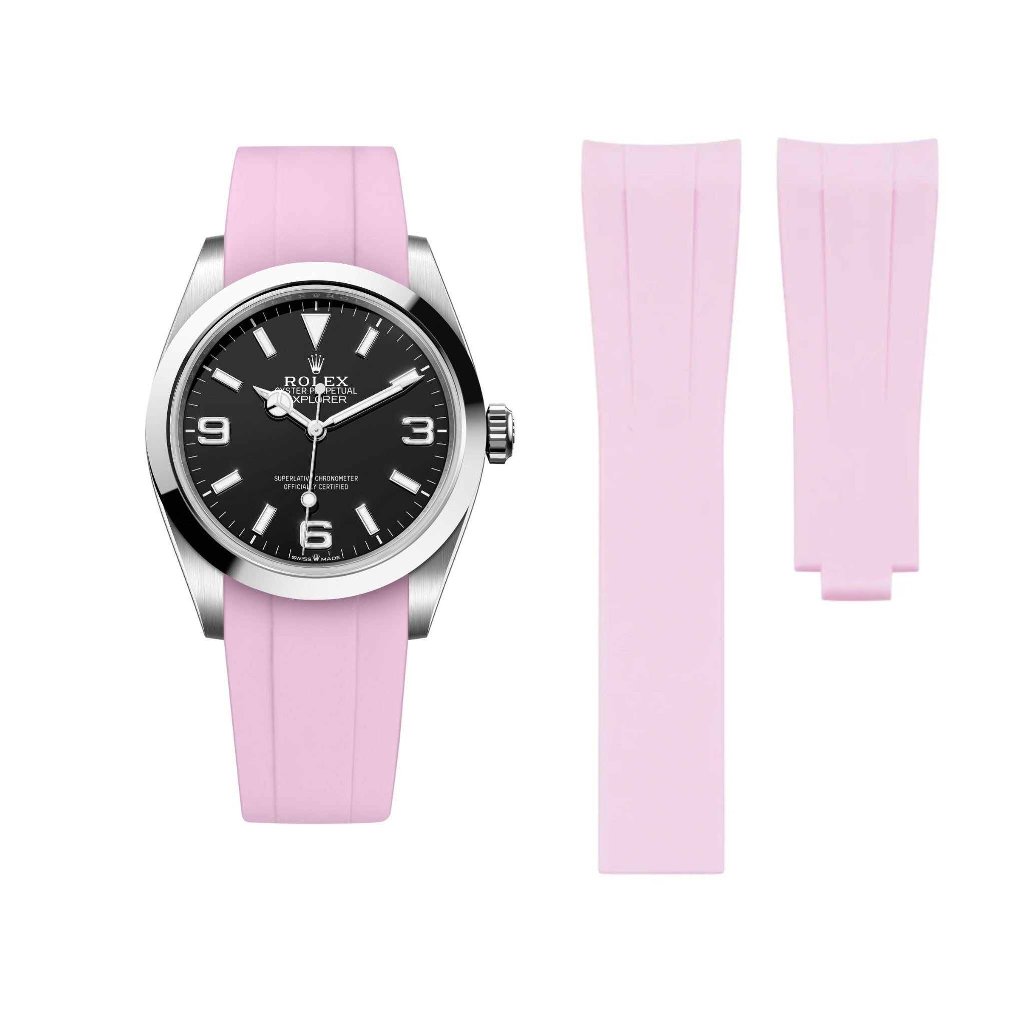 Deployant Strap - For Rolex Explorer I - Pink - Helvetus