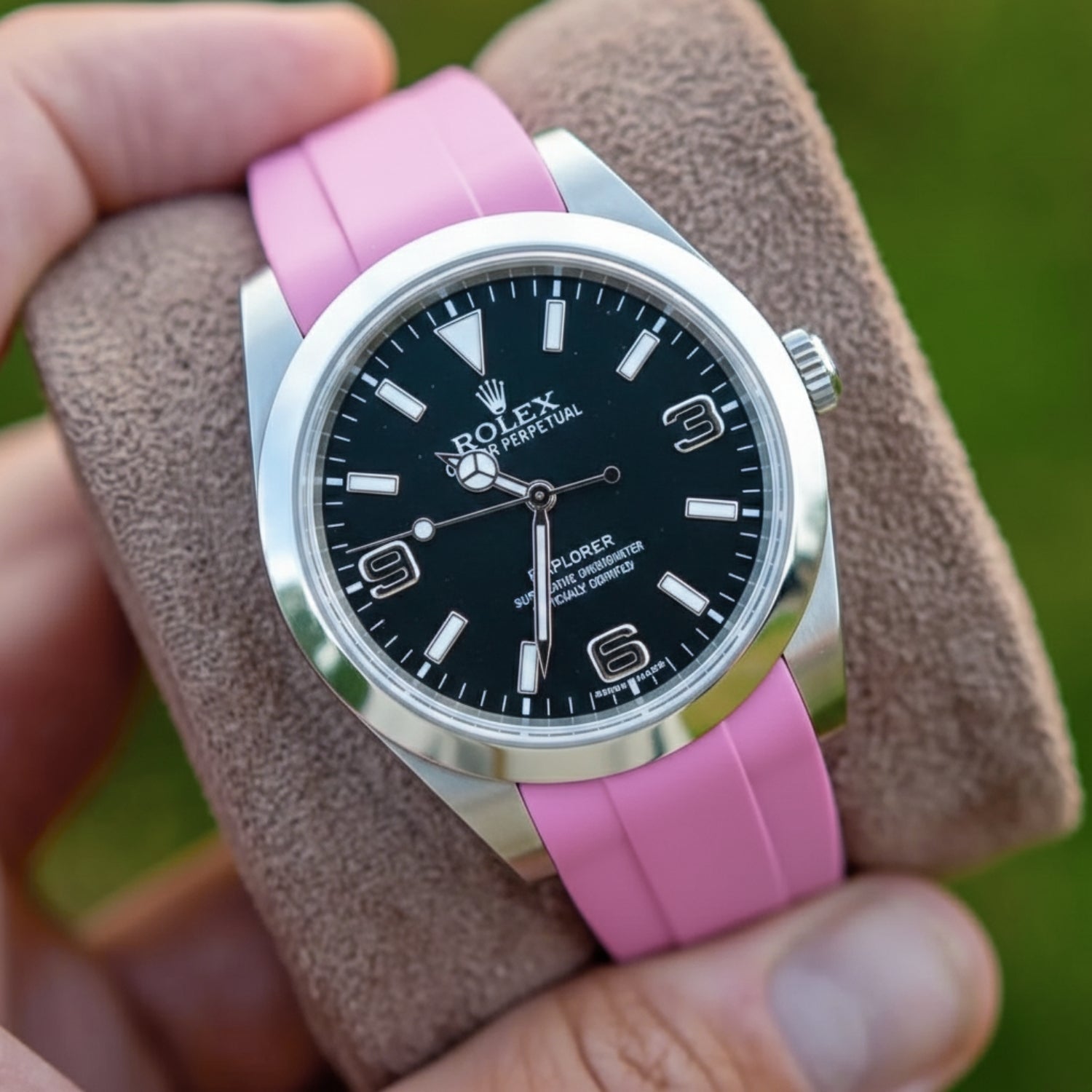 Pink Rolex Explorer I Deployant Strap - Helvetus®