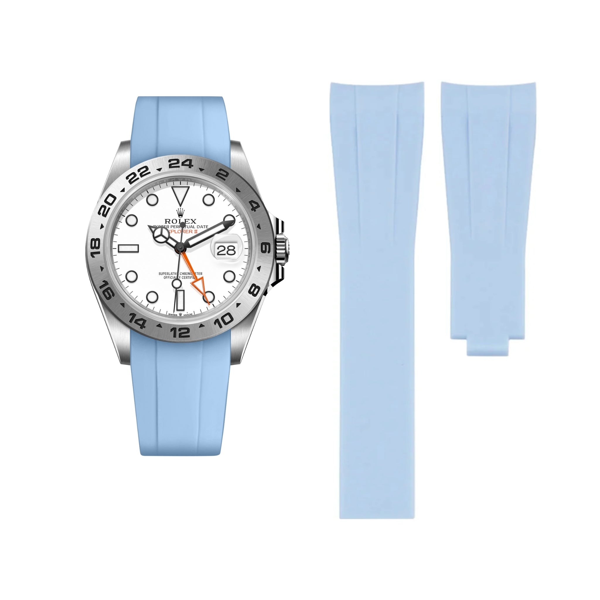 Deployant Strap - For Rolex Explorer II - Baby Blue - Helvetus