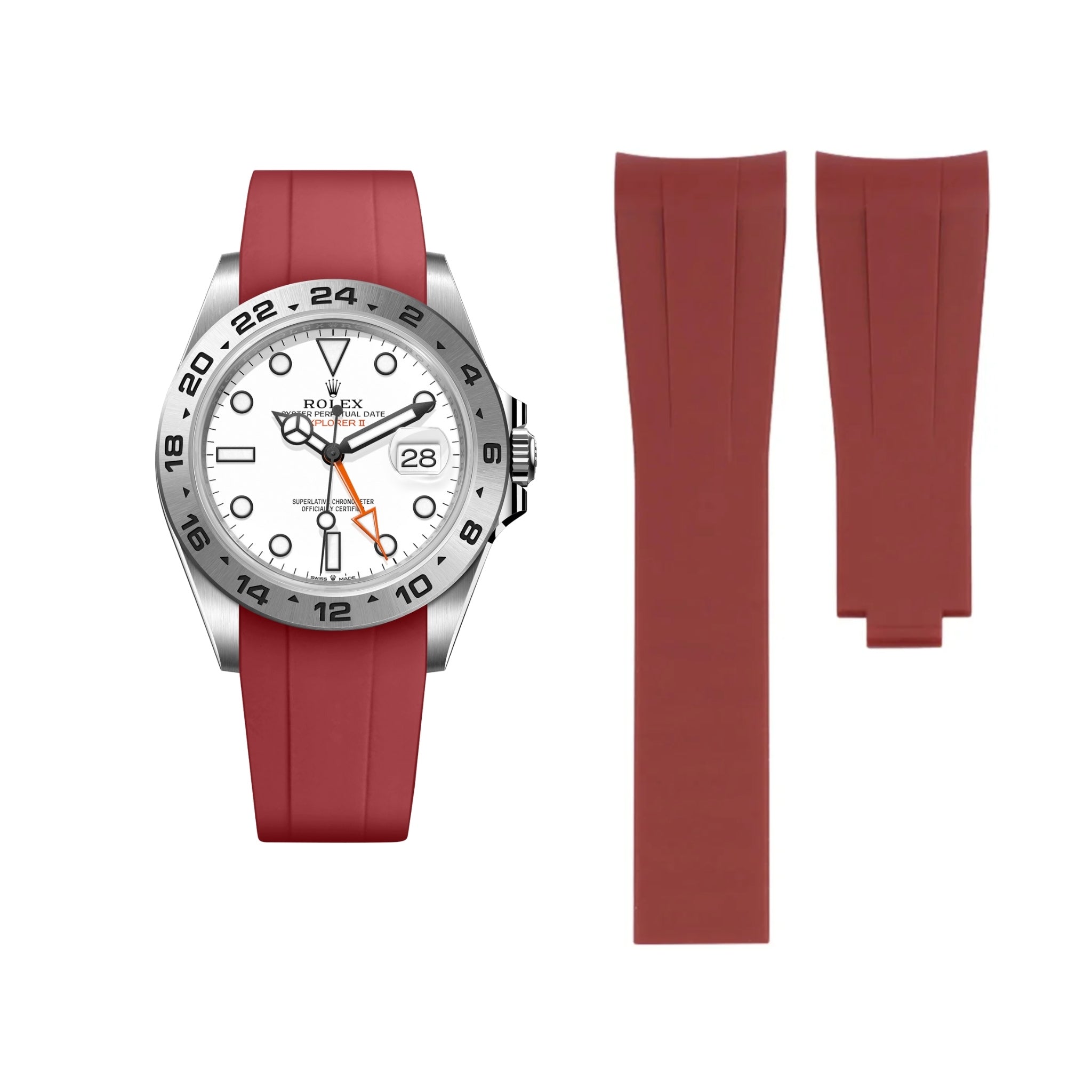 Deployant Strap - For Rolex Explorer II - Bordeaux - Helvetus