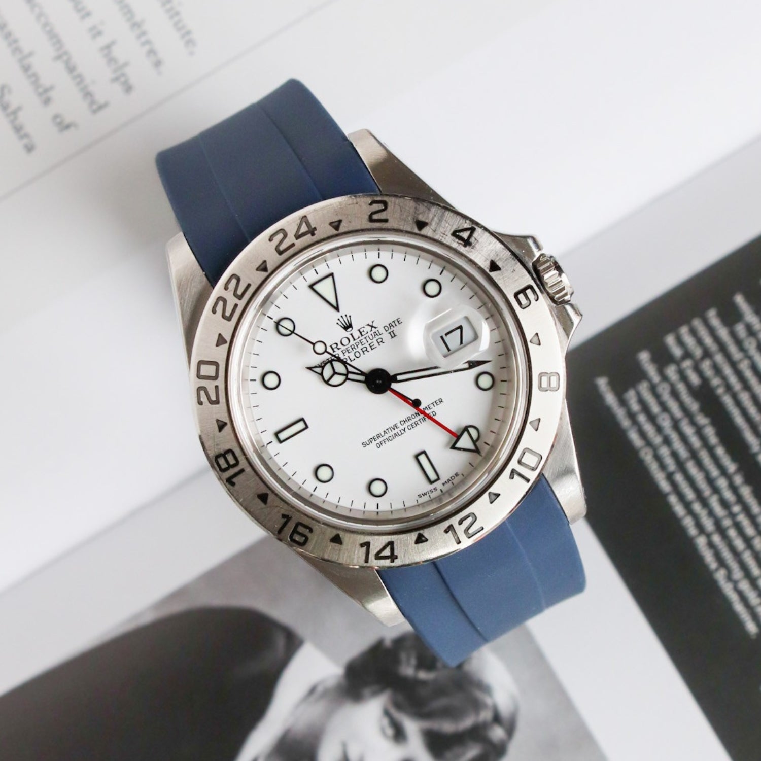 Rolex Explorer II Rubber Strap in Navy Blue - Helvetus® Switzerland