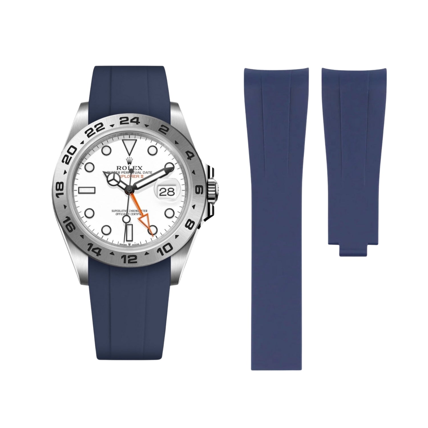 Rolex Explorer II Deployant Strap in Navy Blue - Helvetus® Switzerland