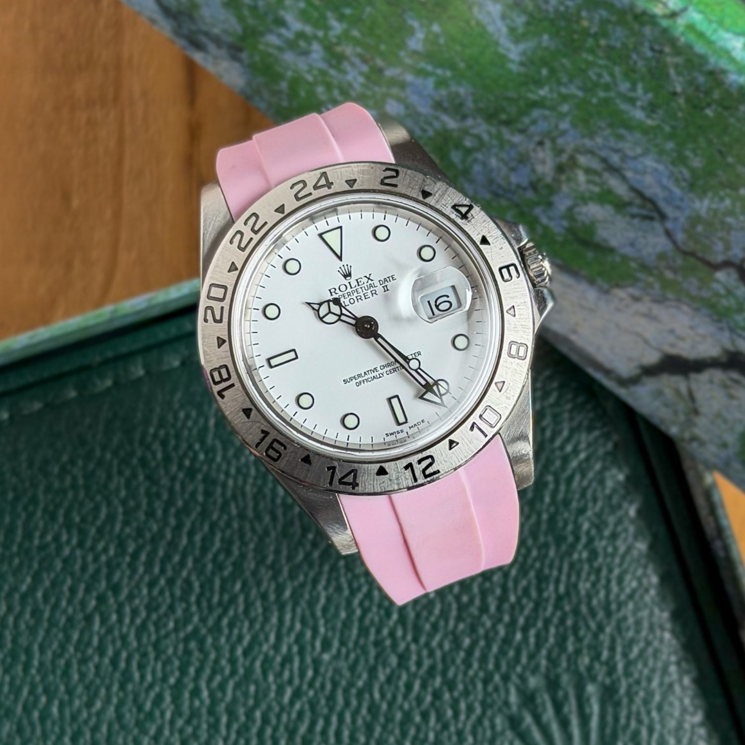 Deployant Strap - For Rolex Explorer II - Pink - Helvetus
