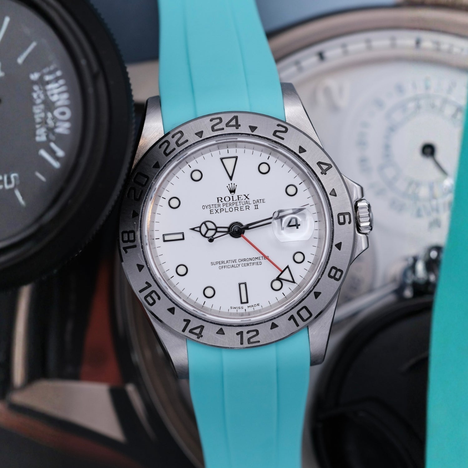 Deployant Strap for Rolex Explorer II in Turquoise - Helvetus