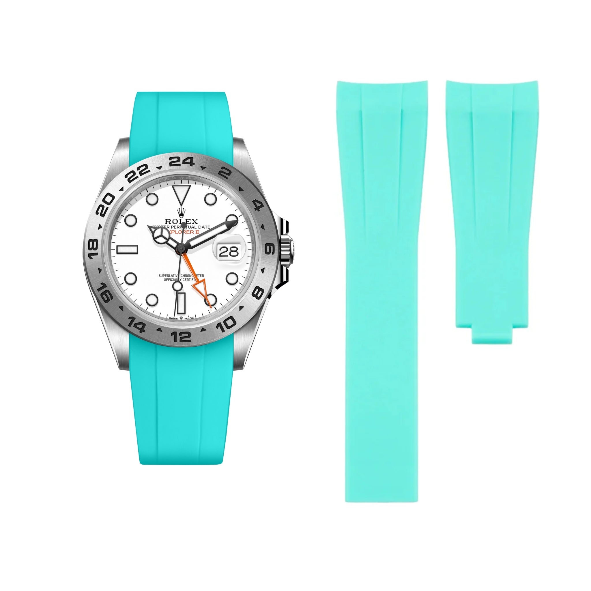 Deployant Strap - For Rolex Explorer II - Turquoise - Helvetus