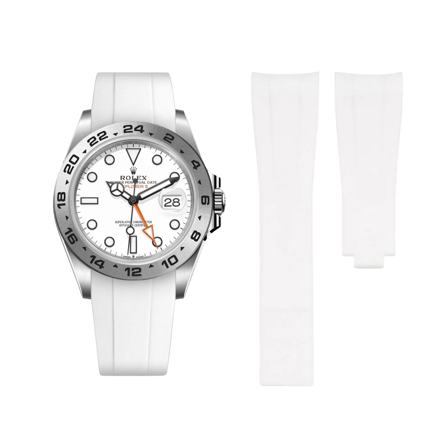 White Strap for Rolex Explorer II Helvetus® Switzerland