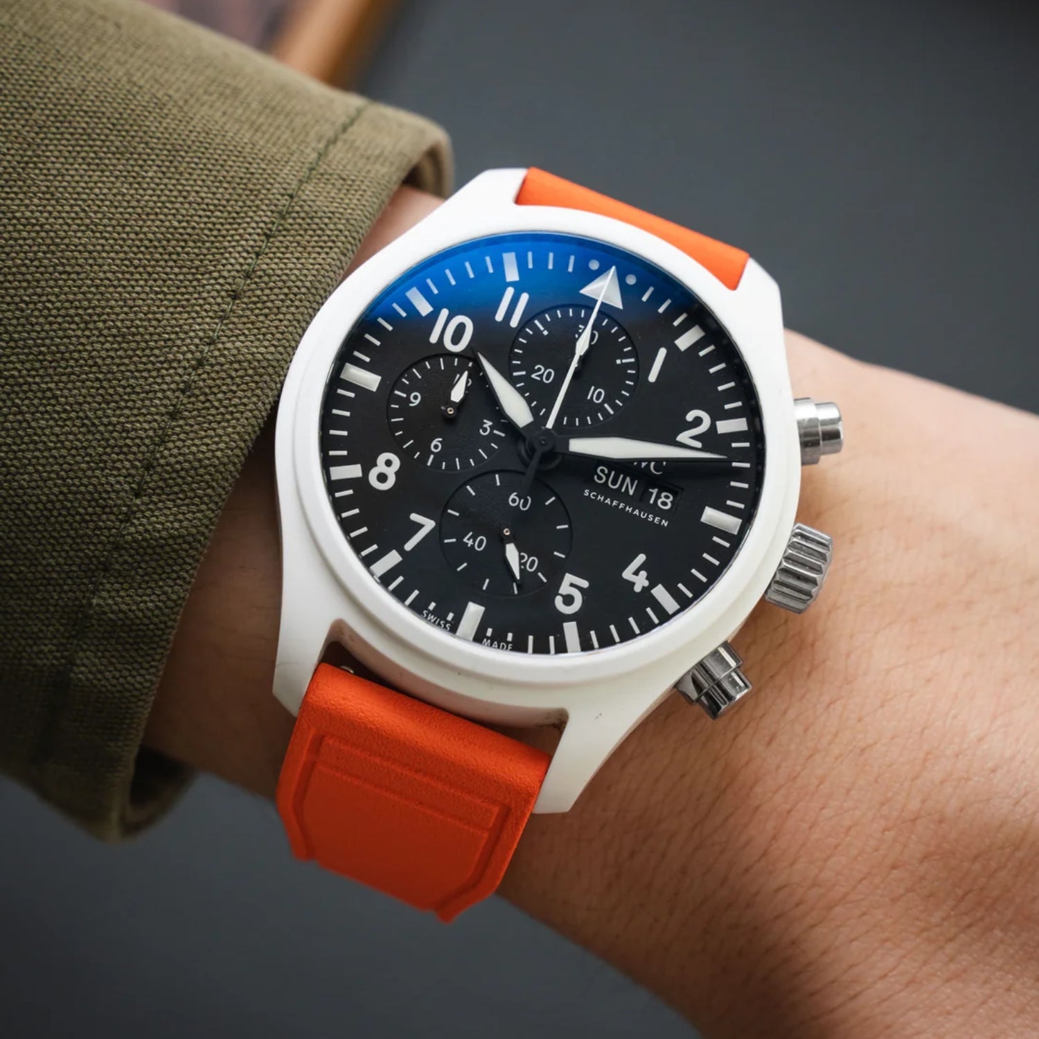 FKM Rubber Strap - For IWC Portugieser/Aquatimer/All Pilot Models/Portugieser/Portofino - Orange - Helvetus