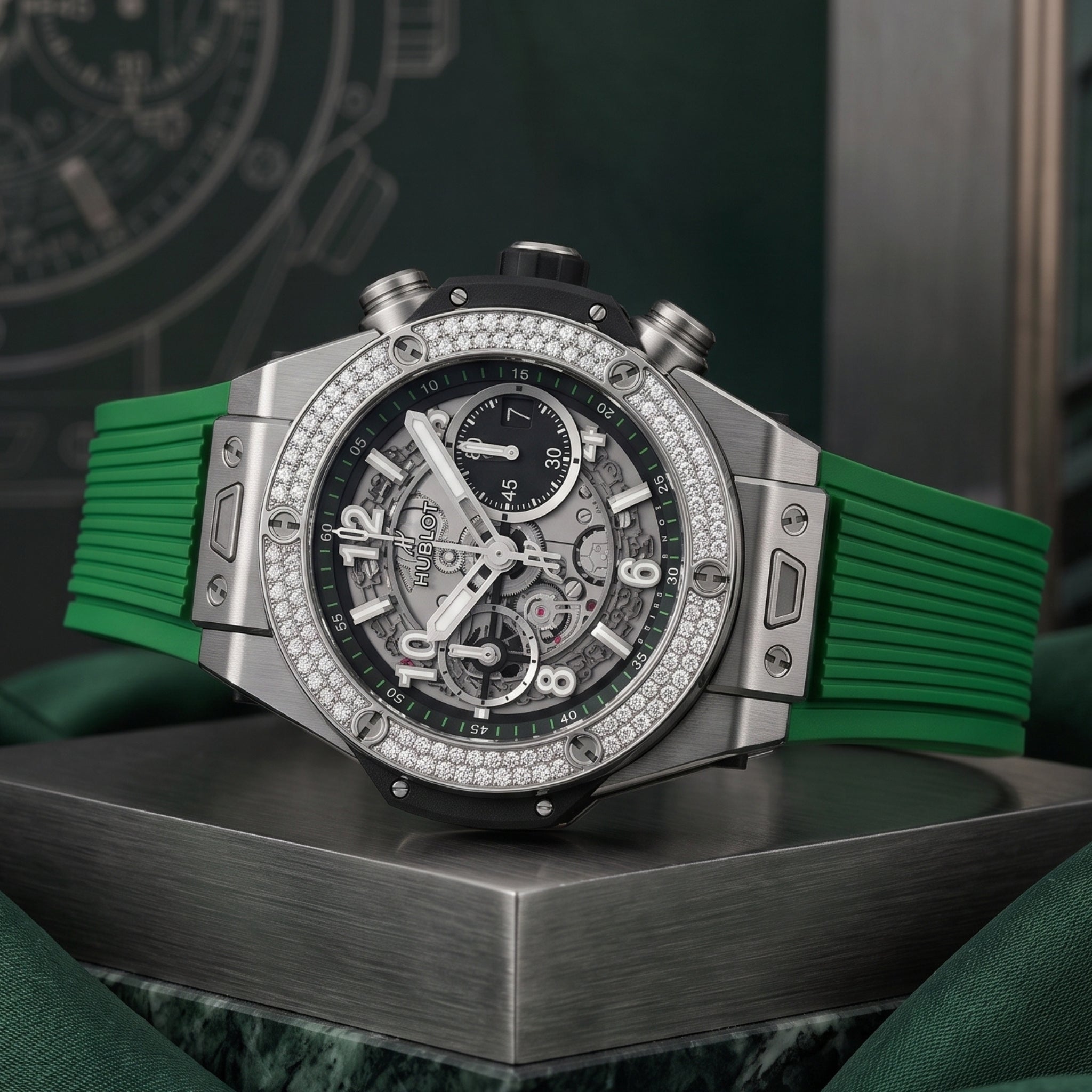 Hublot Big Bang Unico Click Strap in Rubber - Green - Helvetus
