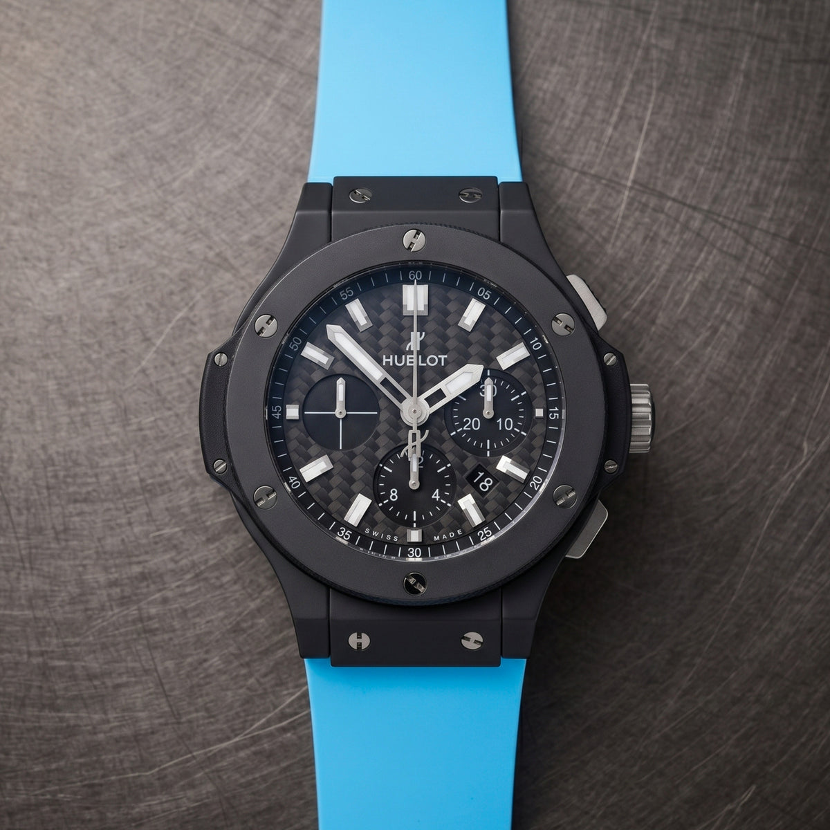 Rubber Strap - For Hublot Big Bang 44mm - Light Blue