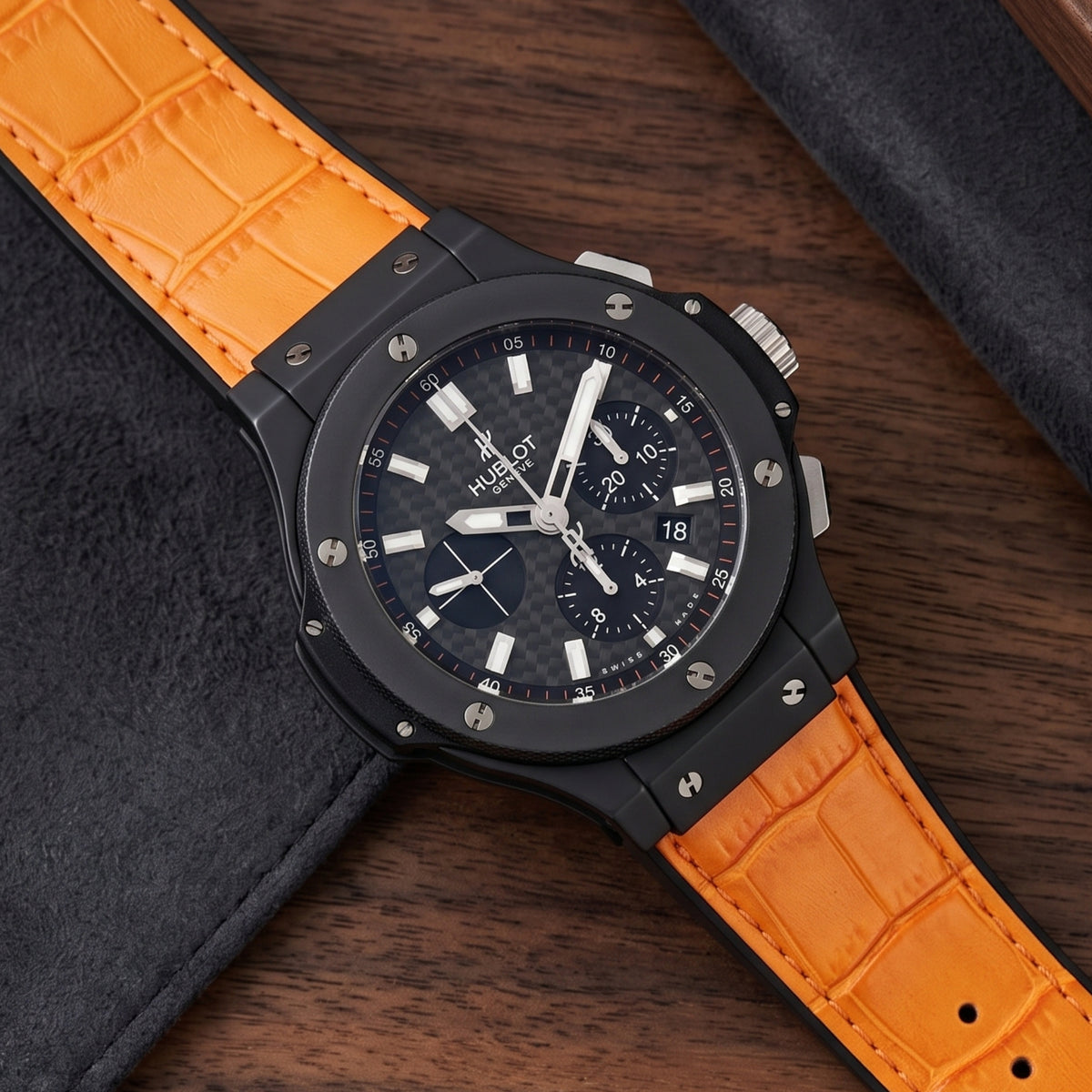 Leather Strap - For Hublot Big Bang 44mm - Orange