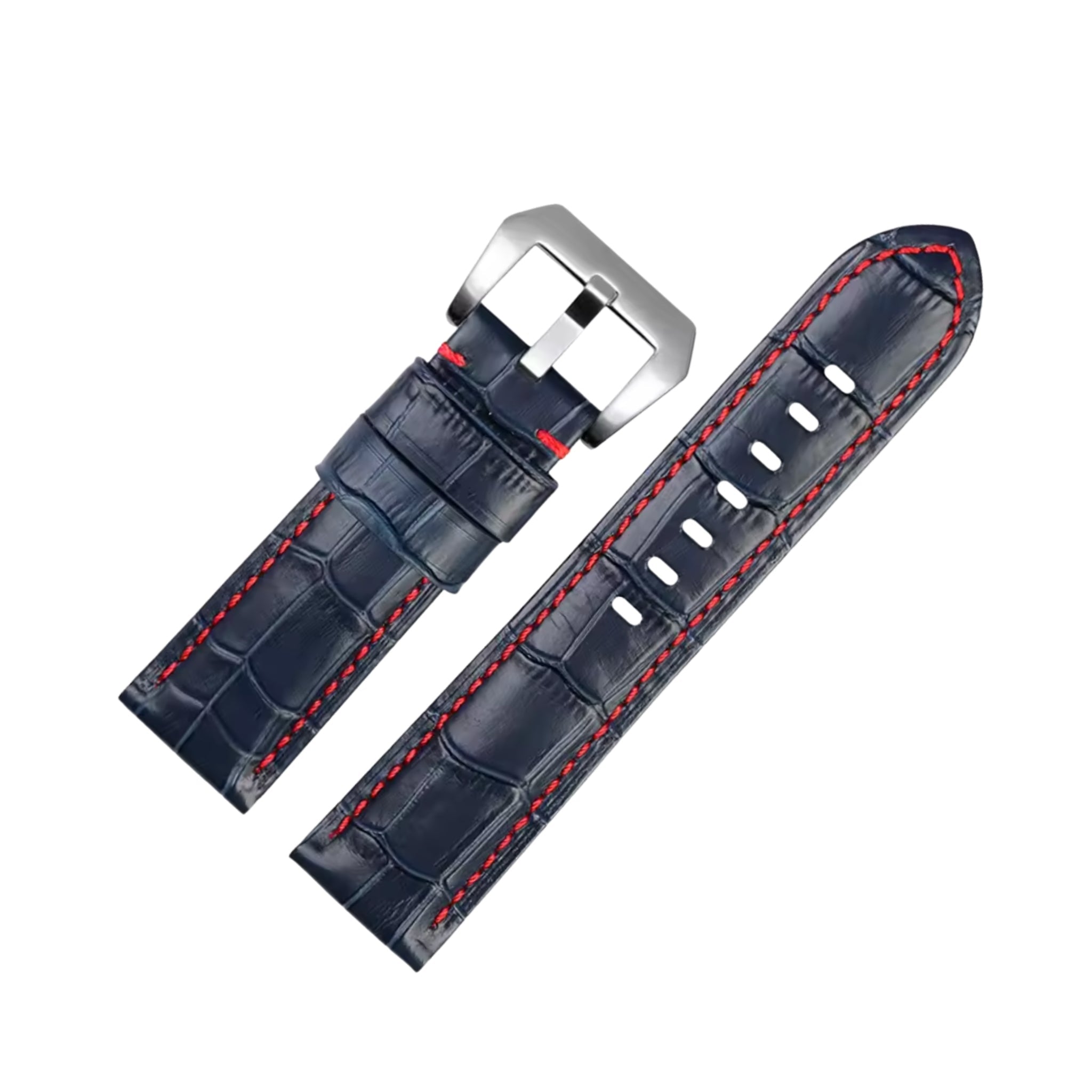 Leather Pattern Strap - For Panerai - Blue/Red - Helvetus