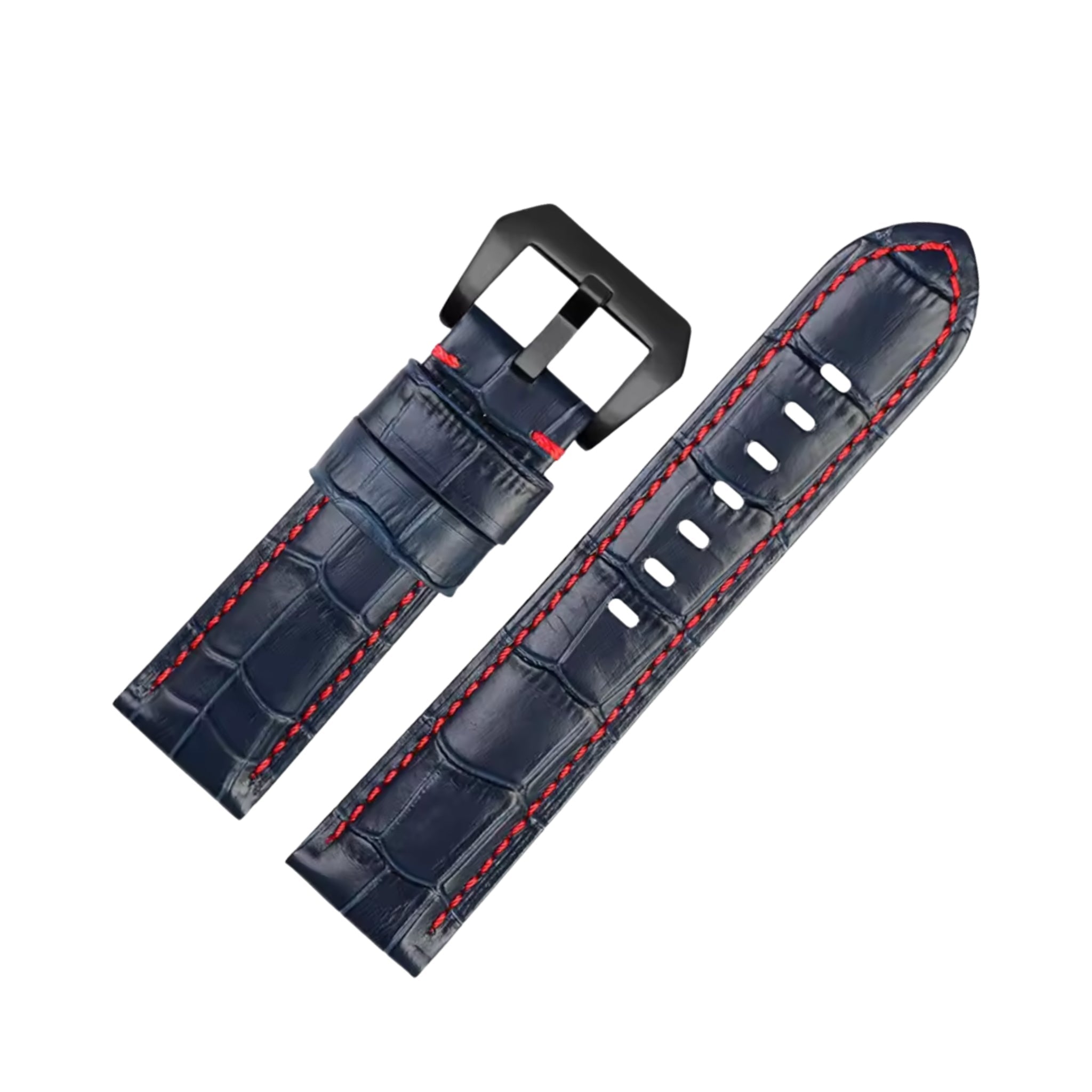 Leather Pattern Strap - For Panerai - Blue/Red - Helvetus