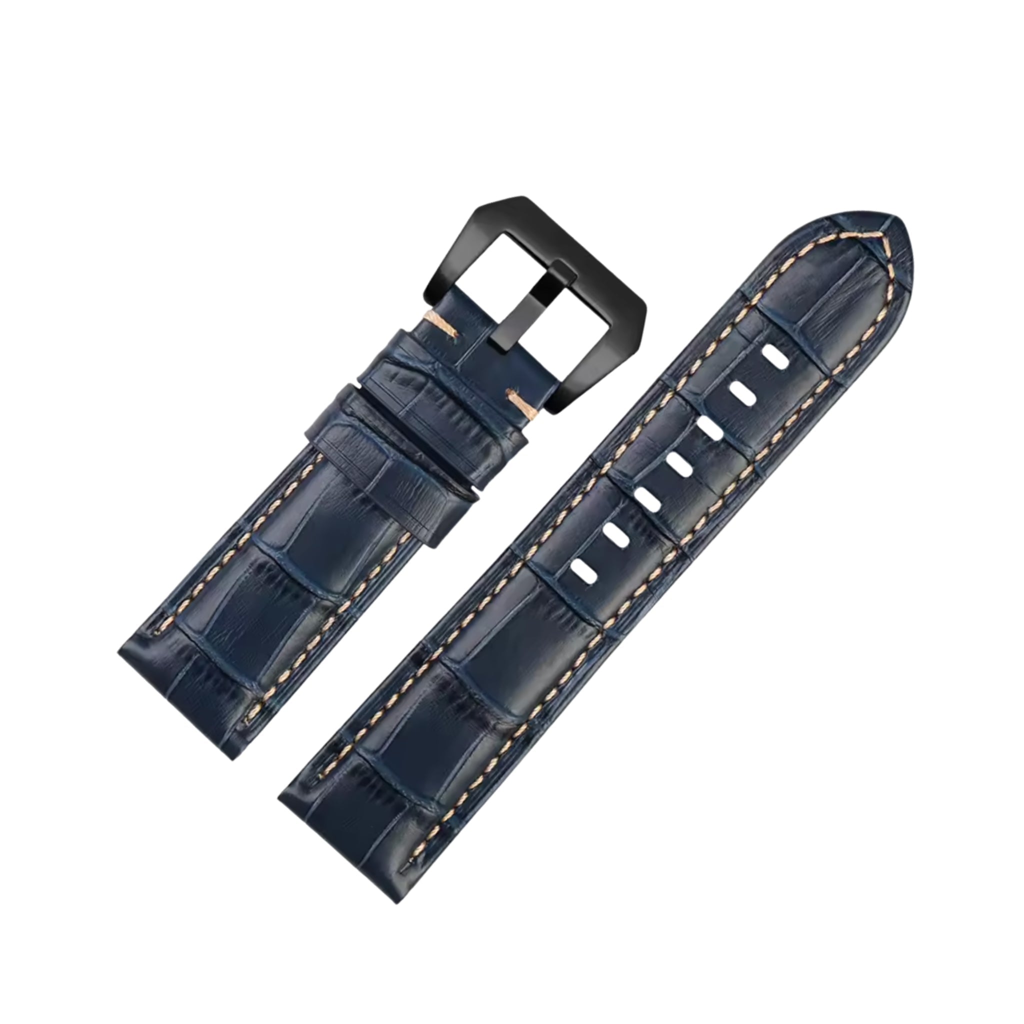 Leather Pattern Strap - For Panerai - Blue/White - Helvetus