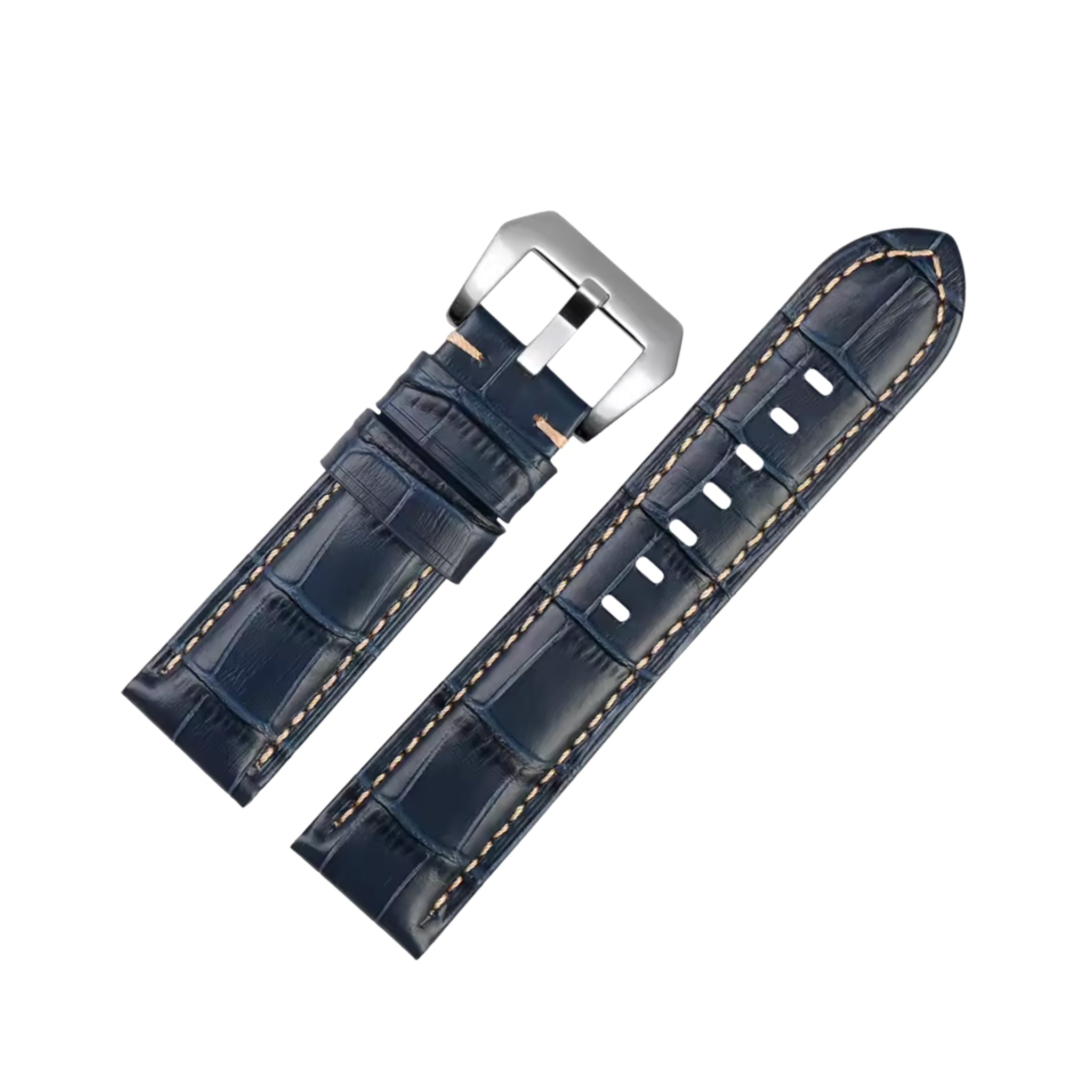 Leather Pattern Strap - For Panerai - Blue/White - Helvetus