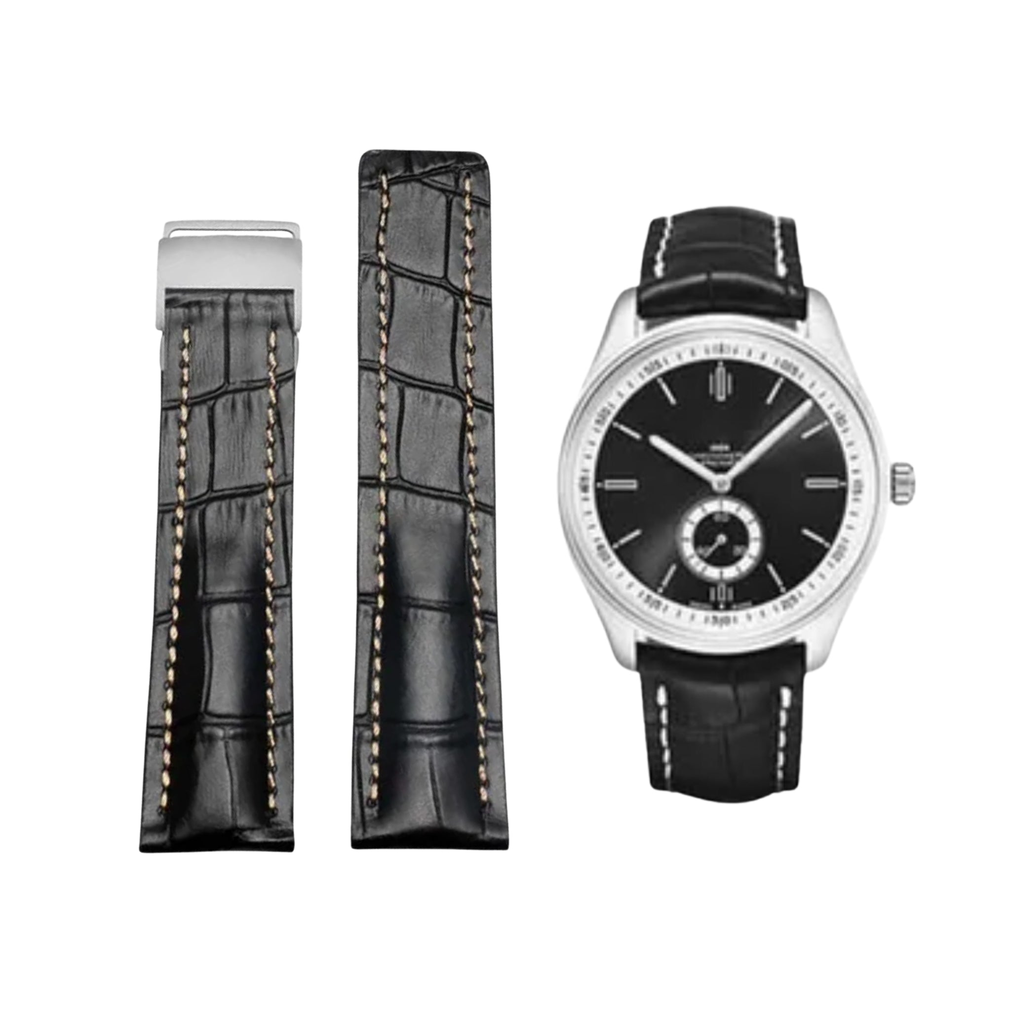 Leather Strap - For Breitling Watches - Black - Helvetus