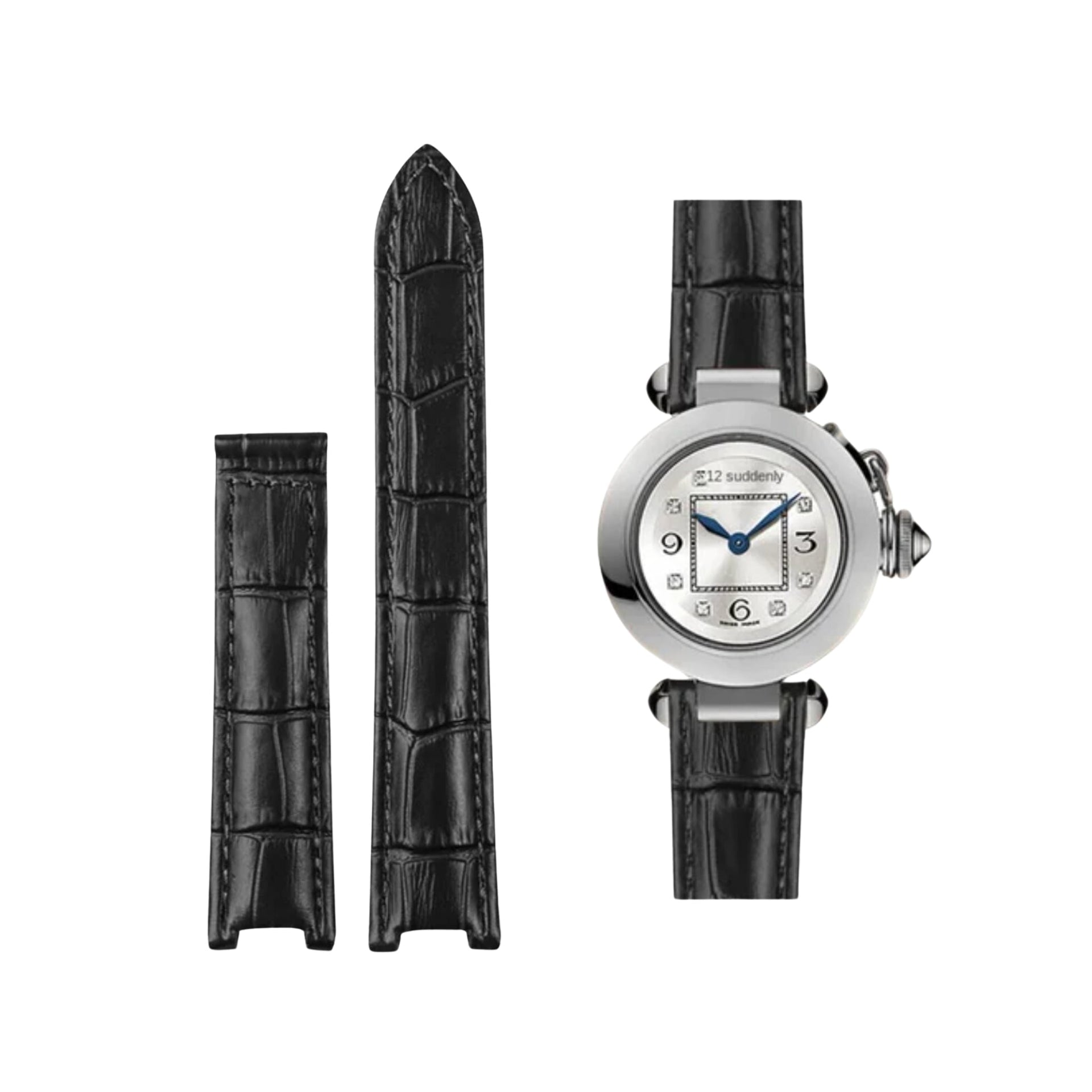 Leather Strap for Cartier Pasha in Black Helvetus® Switzerland