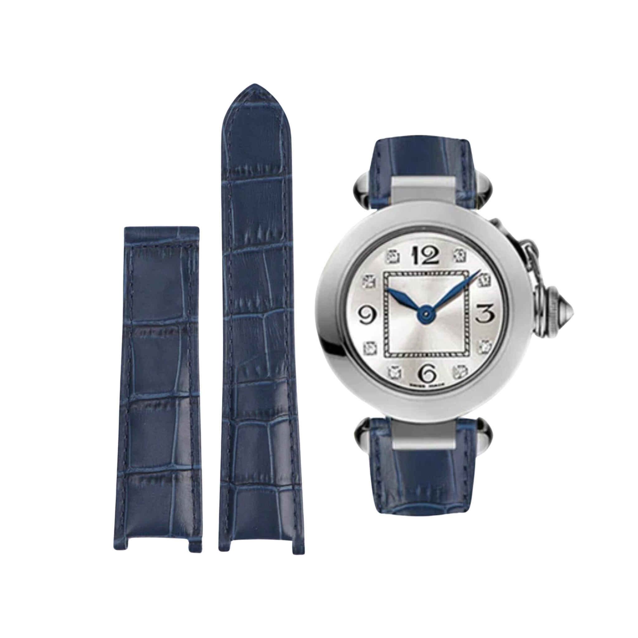 Leather Strap For Cartier Pasha Blue