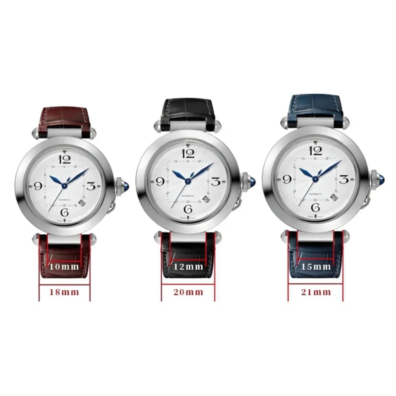 Leather Strap - For Cartier Pasha - Red - Helvetus