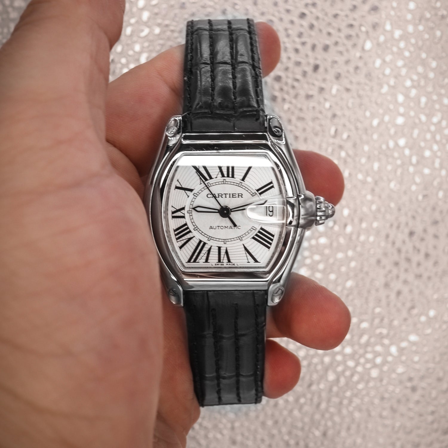 Black Leather Strap for Cartier Roadster – Quick Release | Helvetus®