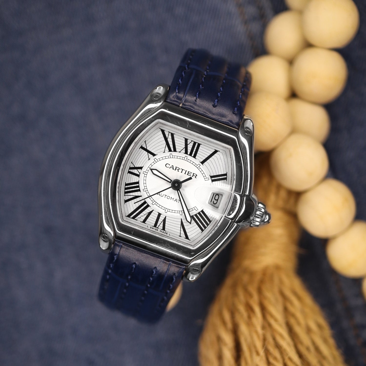 Blue Leather Strap for Cartier Roadster – Quick Release | Helvetus®