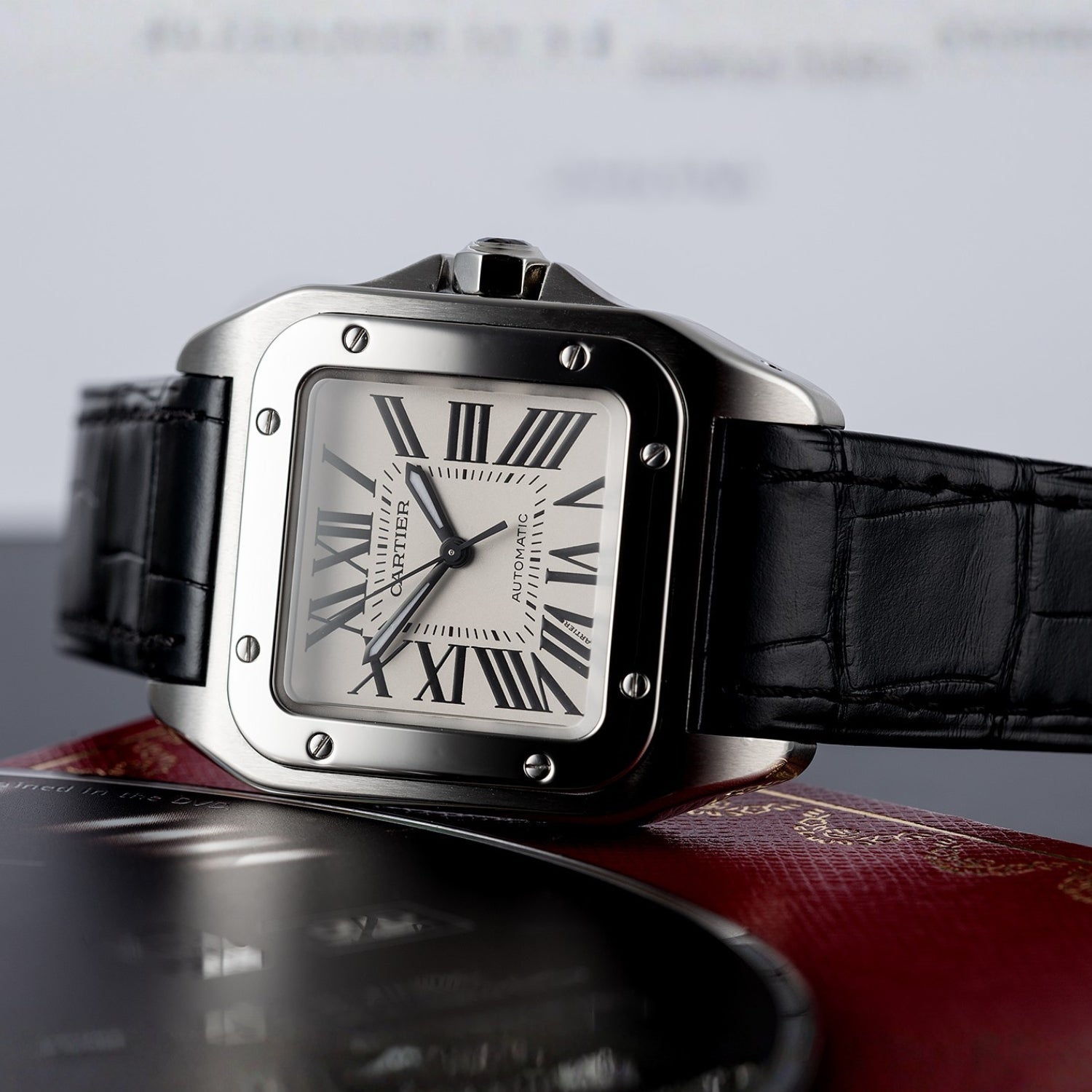 Cartier Santos Leather Strap in Black - Helvetus® Switzerland