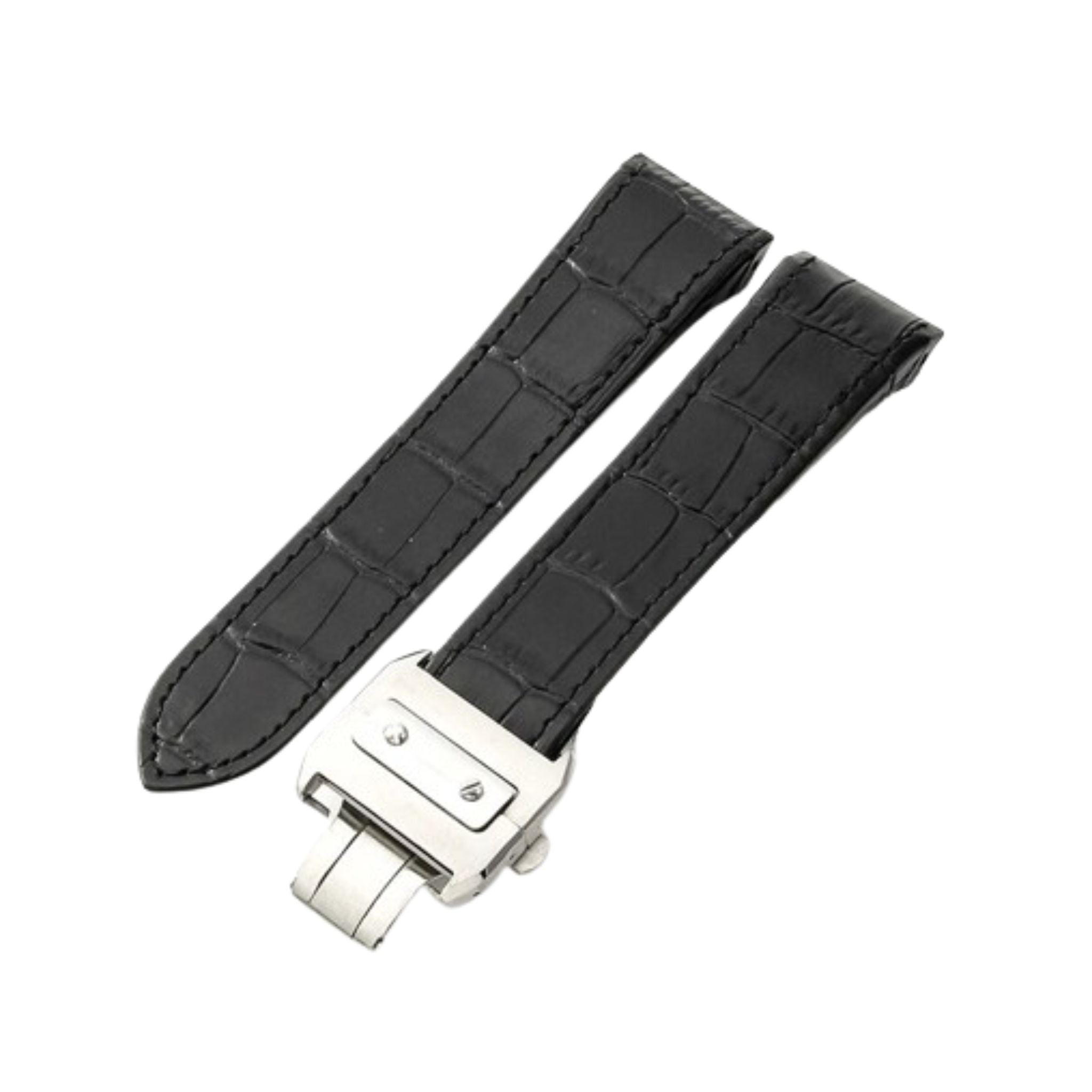 Leather Strap - For Cartier Santos 100 - Black - Helvetus