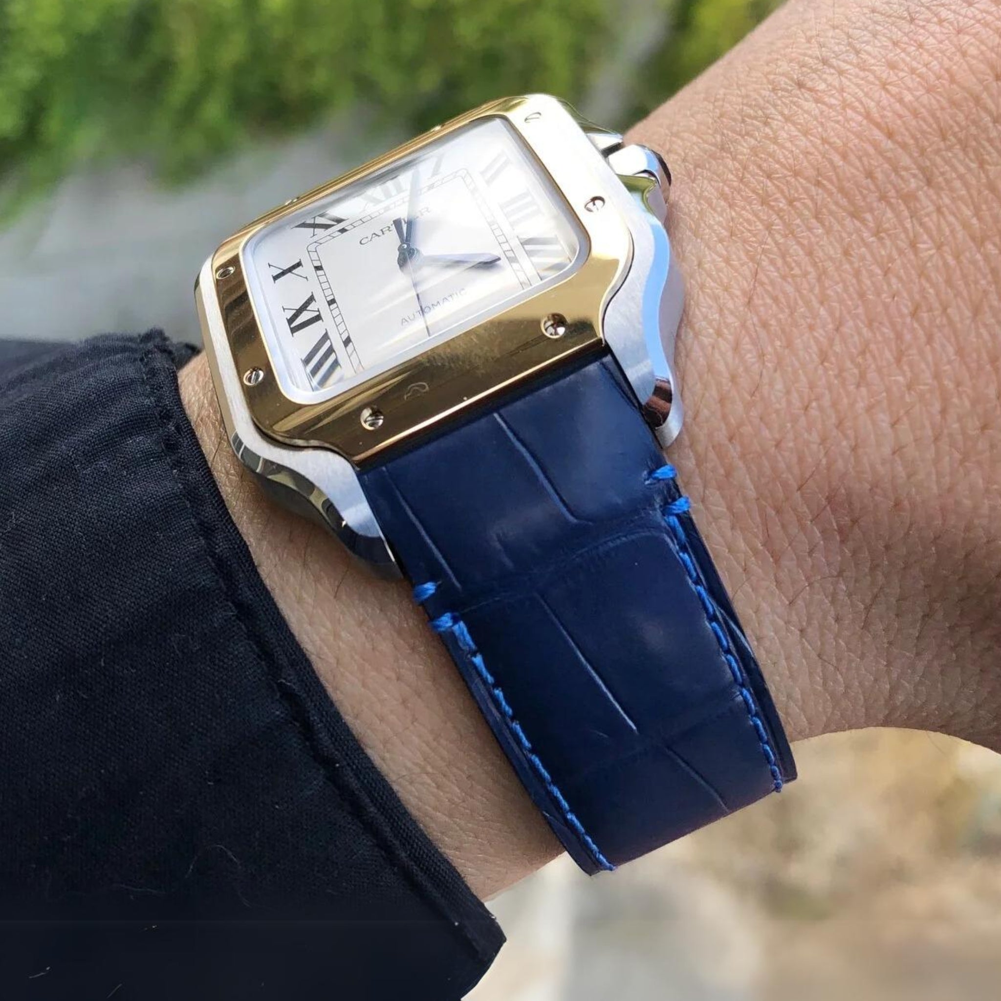 Cartier Santos Leather Strap in Blue Helvetus Straps Switzerland