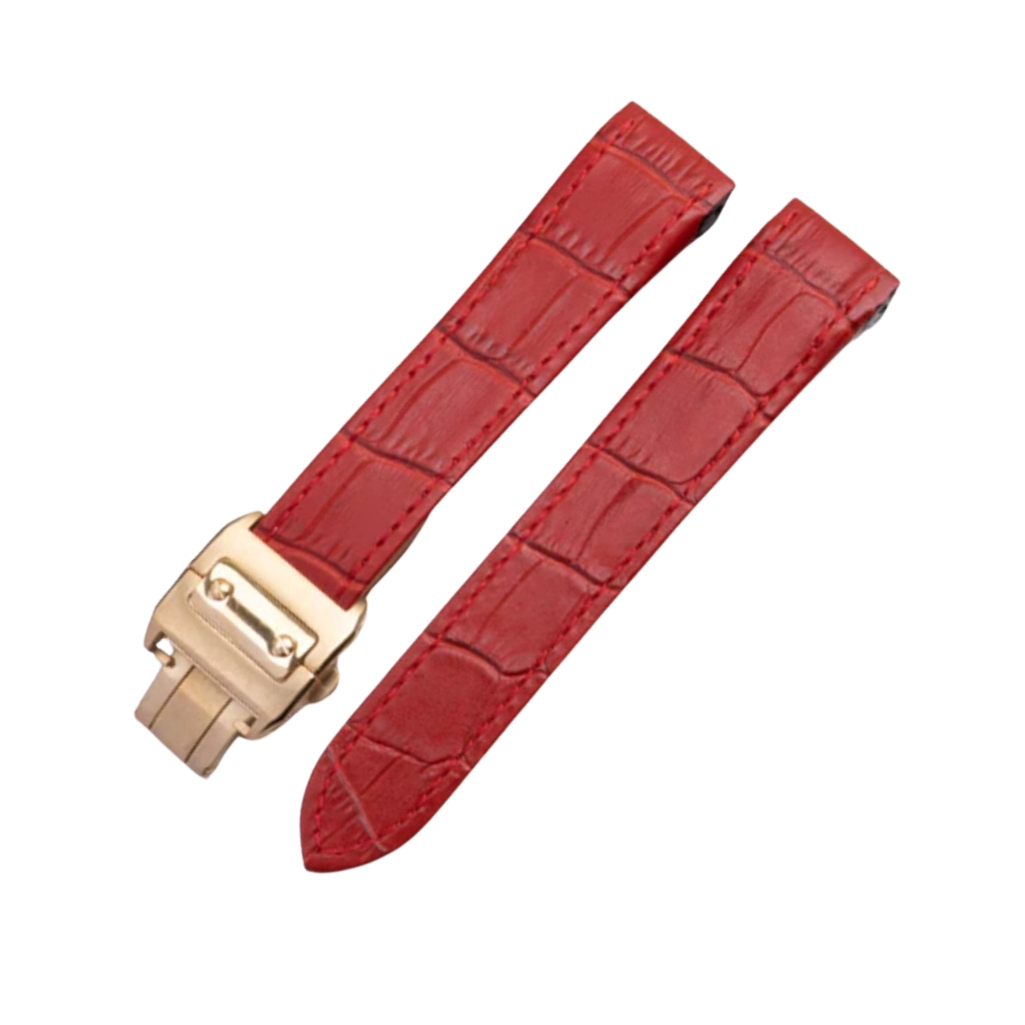 Leather Strap - For Cartier Santos 100 - Red - Helvetus