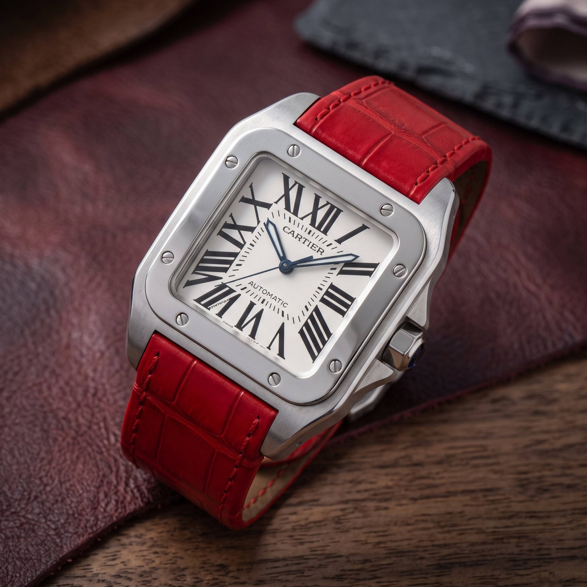 Red Strap for Cartier Santos 100 - Helvetus®