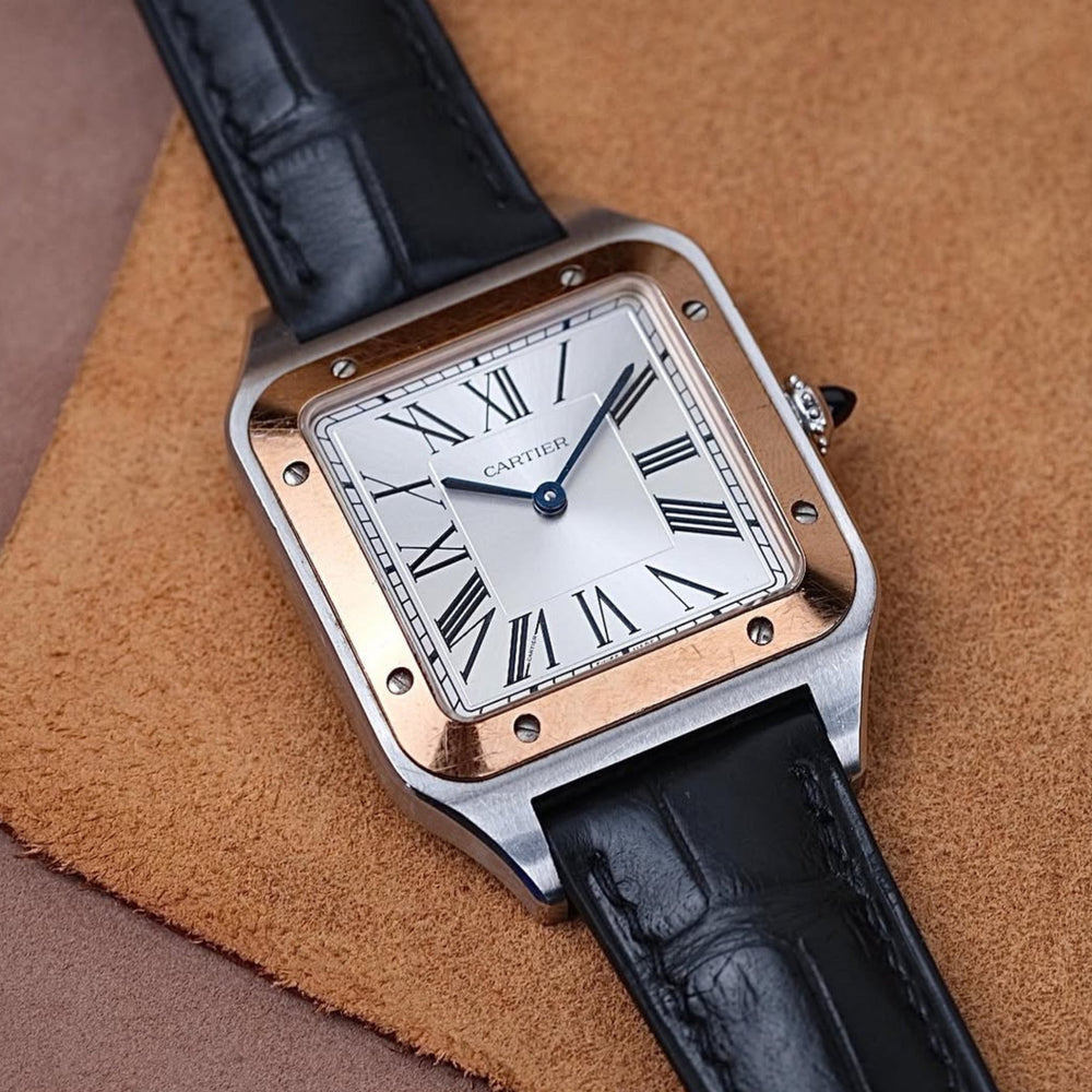 SANTOS DE CARTIE 39MM STEEL CASE LEATHER STRAP