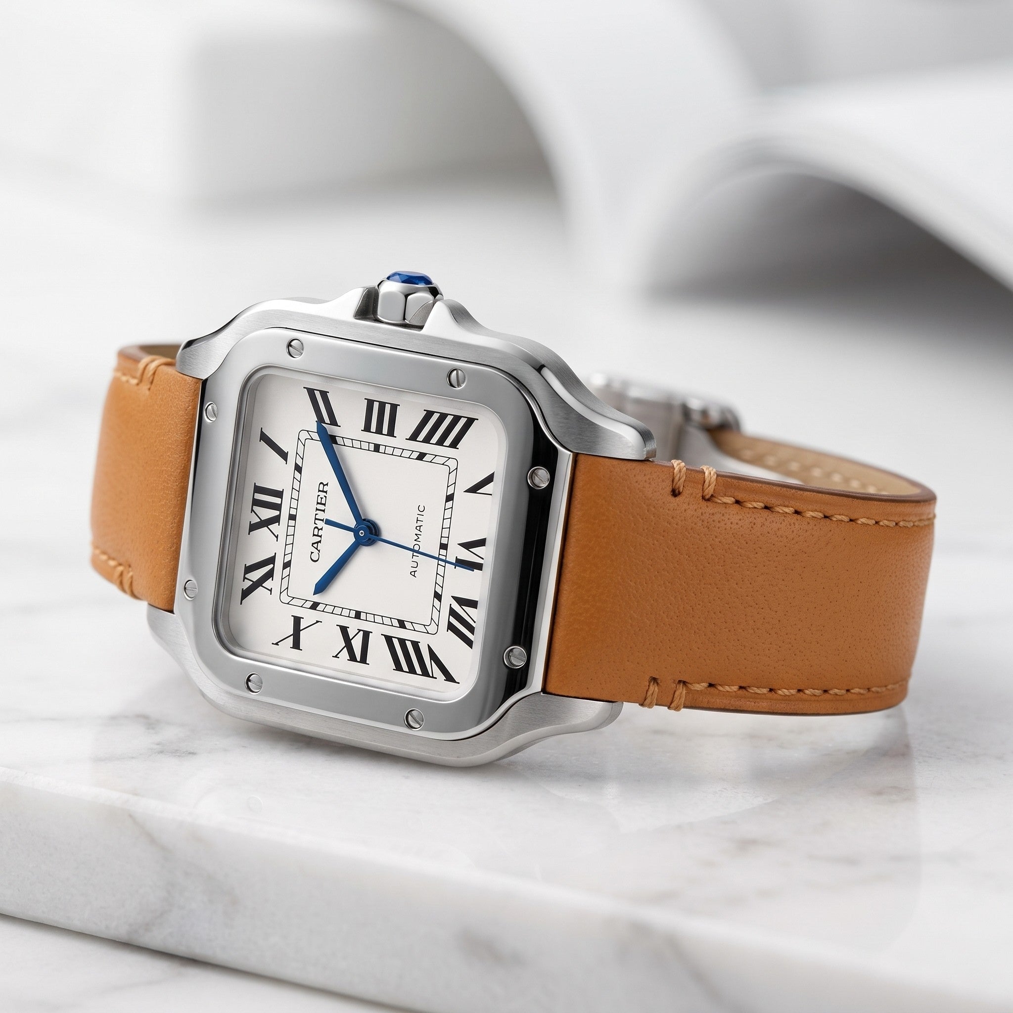 Orange Leather Strap for Cartier Santos Medium/Large – Quick