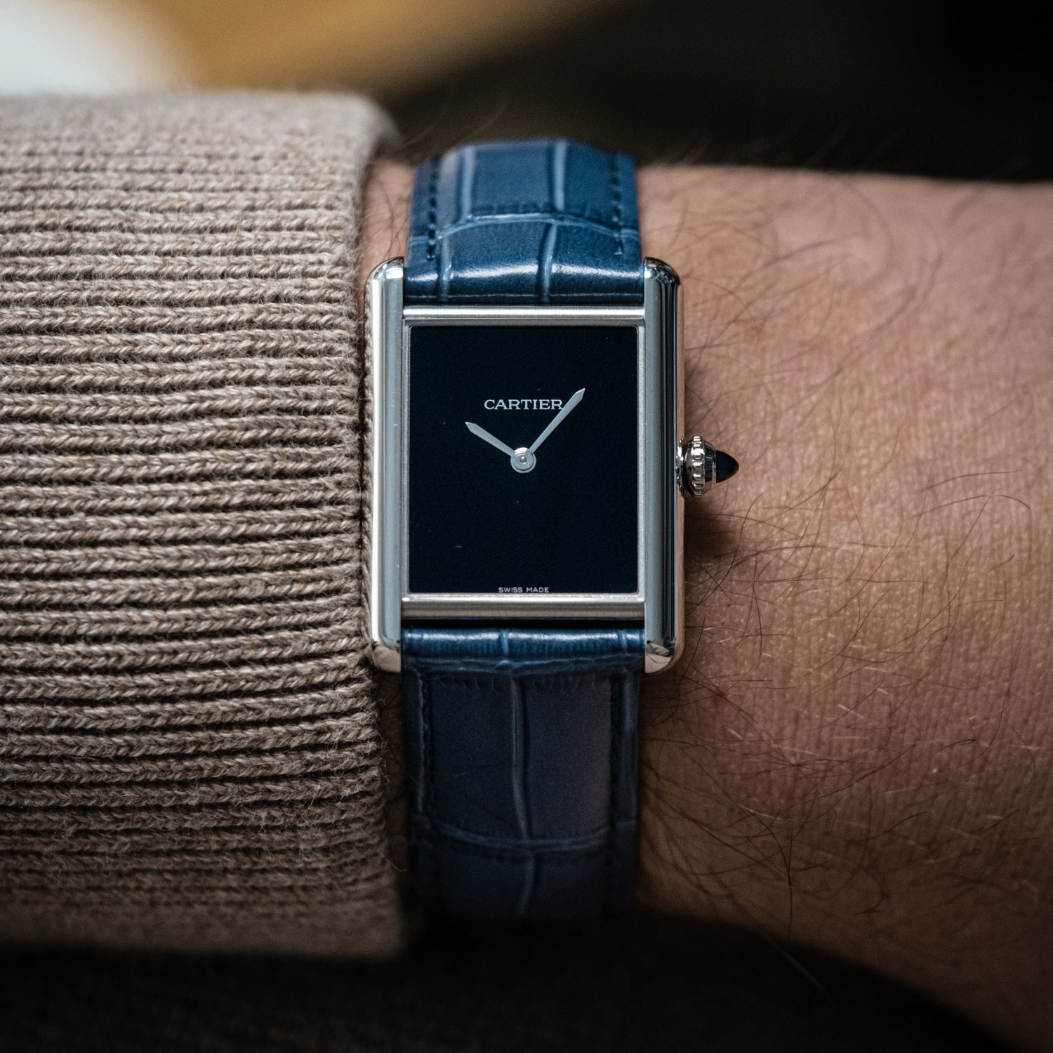 Blue Leather Strap for Cartier Tank Watches – Helvetus® Switzerland