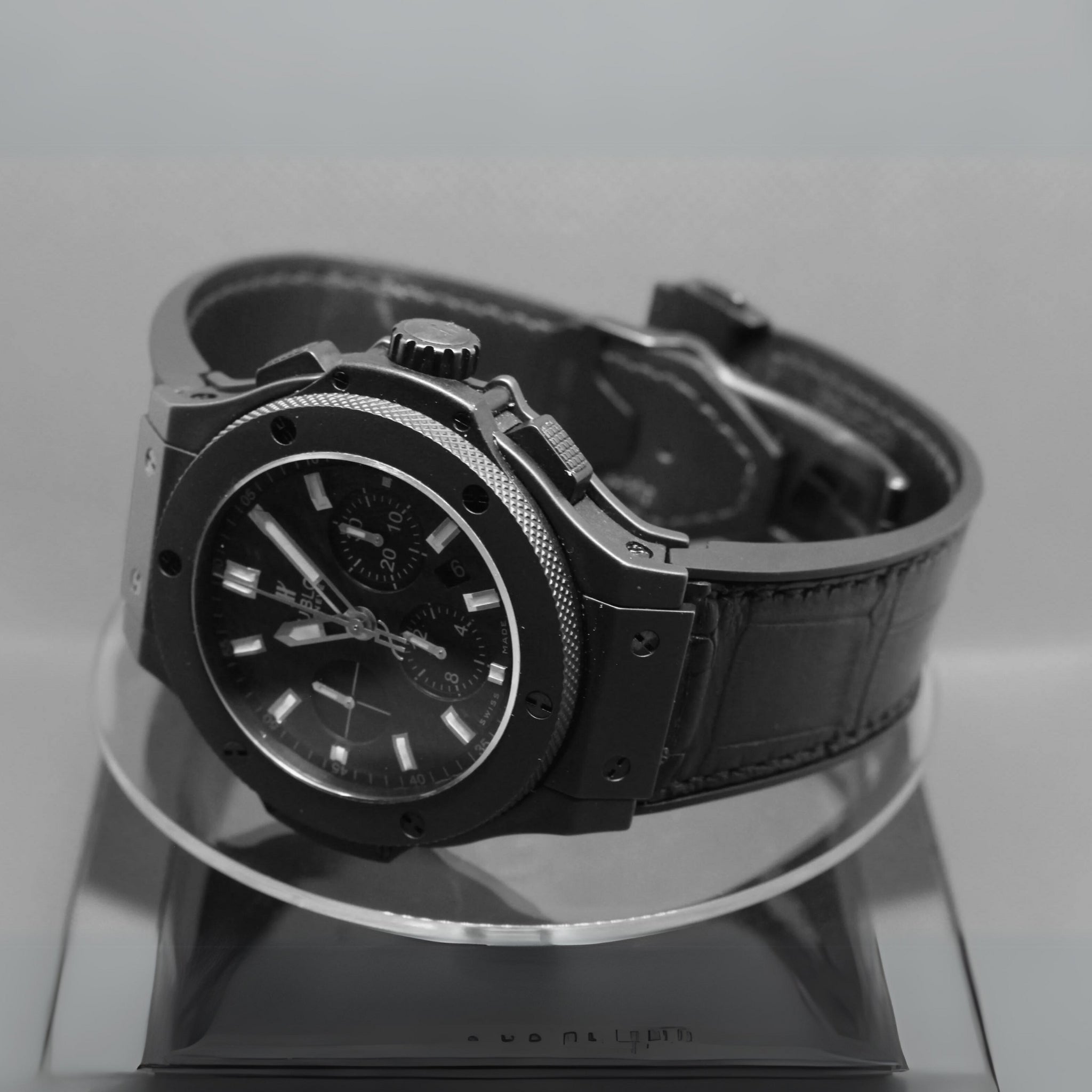 Leather Strap - For Hublot Big Bang 44mm - Black - Helvetus