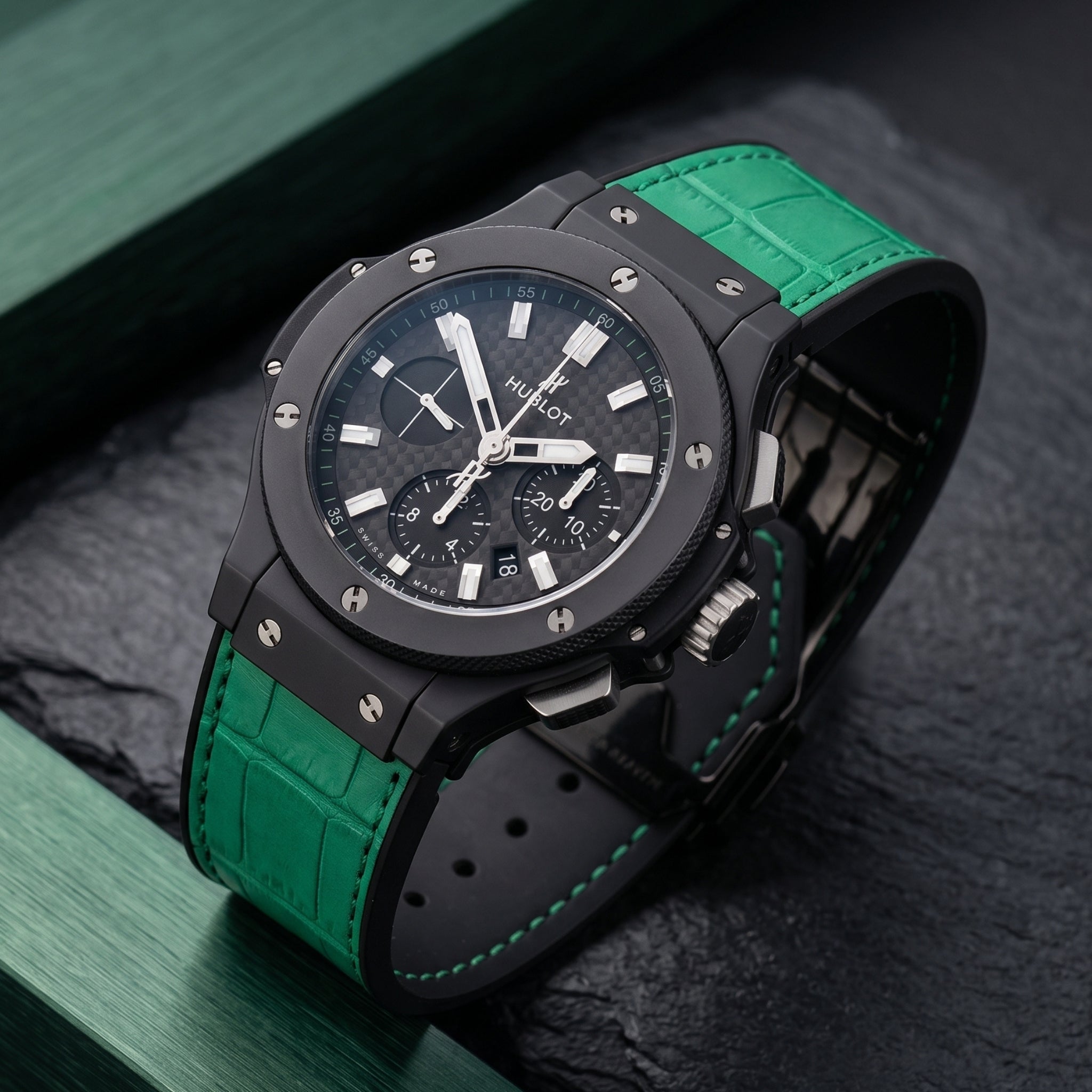 Hublot Big Bang 44mm Leather Strap in Green - Helvetus®