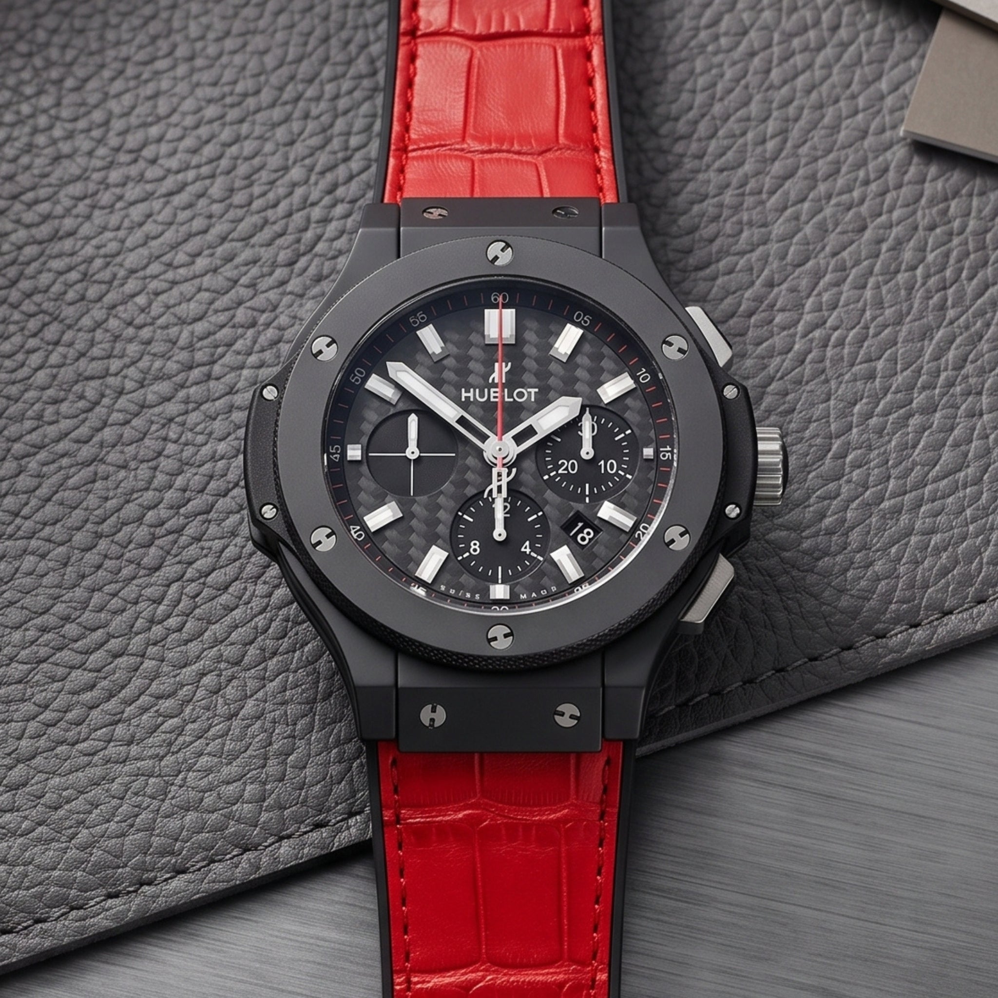Hublot Big Bang 44mm Leather Strap in Red - Helvetus®