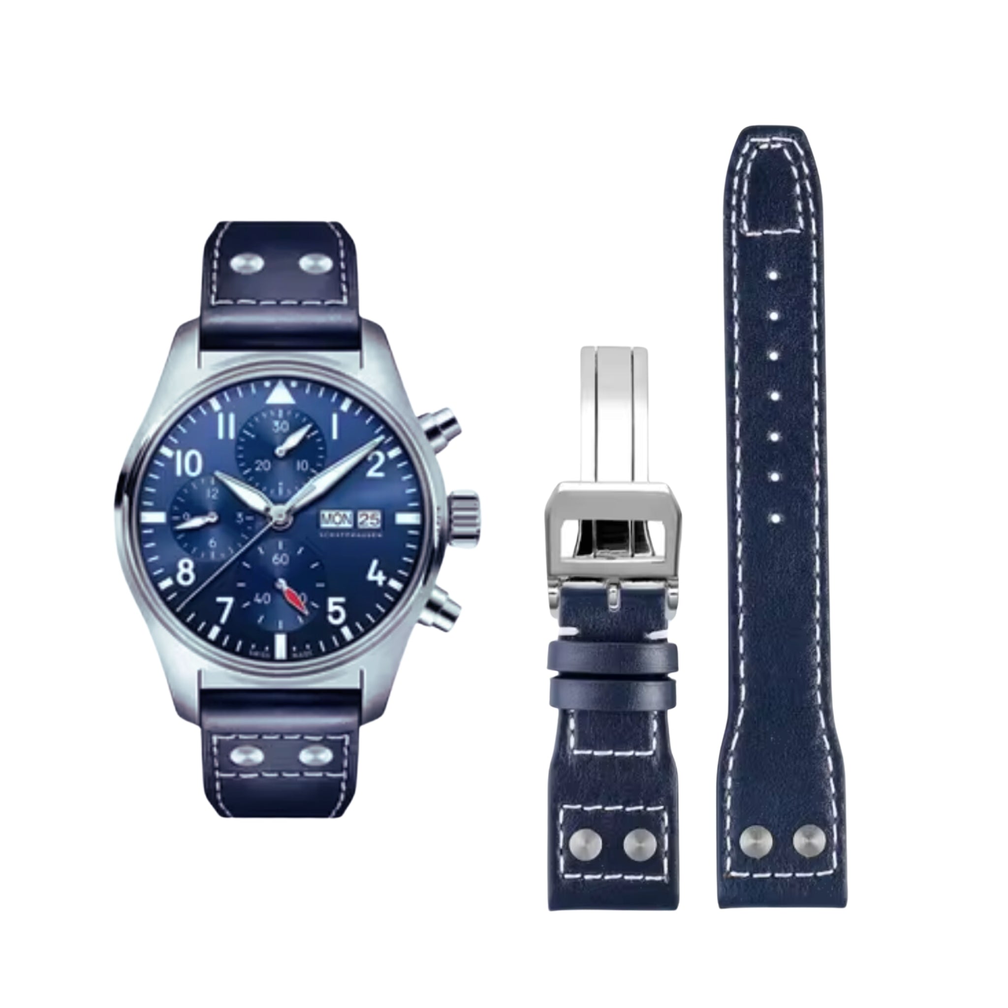 Leather Strap - For IWC Pilot - Blue - Helvetus