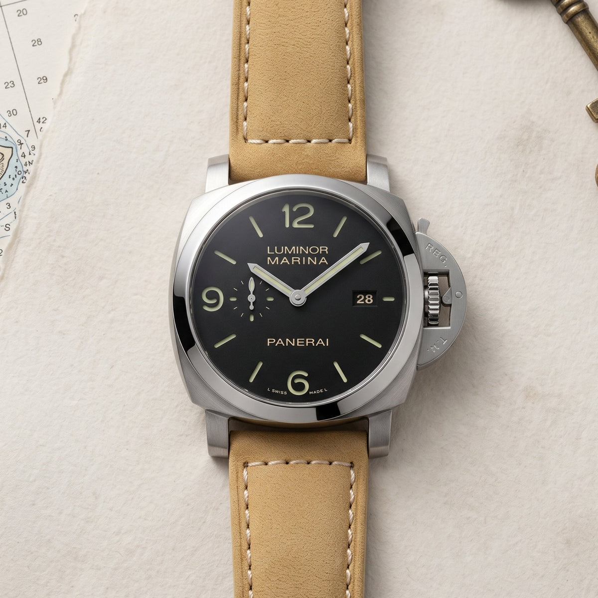 Leather Strap - For Panerai - Tan Beige - Helvetus