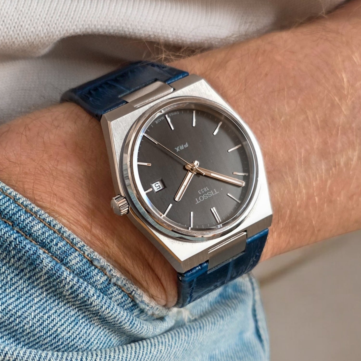 Helvetus Leather Strap for Tissot PRX in Blue | Leather Strap