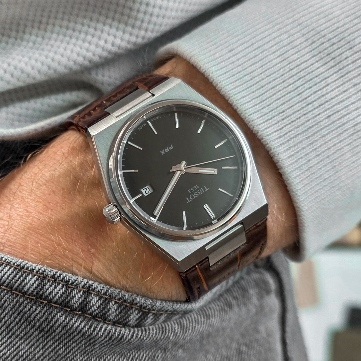Helvetus Leather Strap for Tissot PRX in Blue | Leather Strap