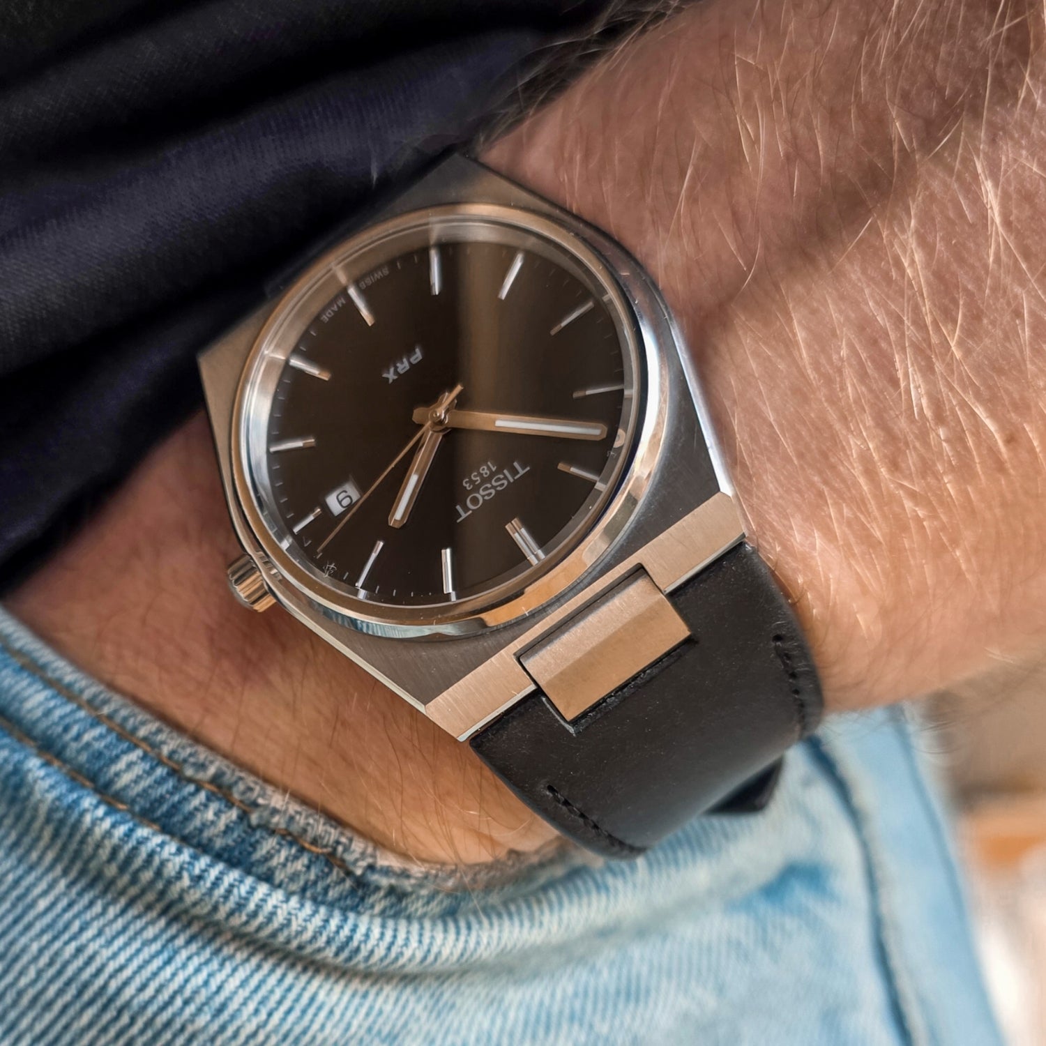 Helvetus Leather Strap for Tissot PRX in Black | Leather Strap