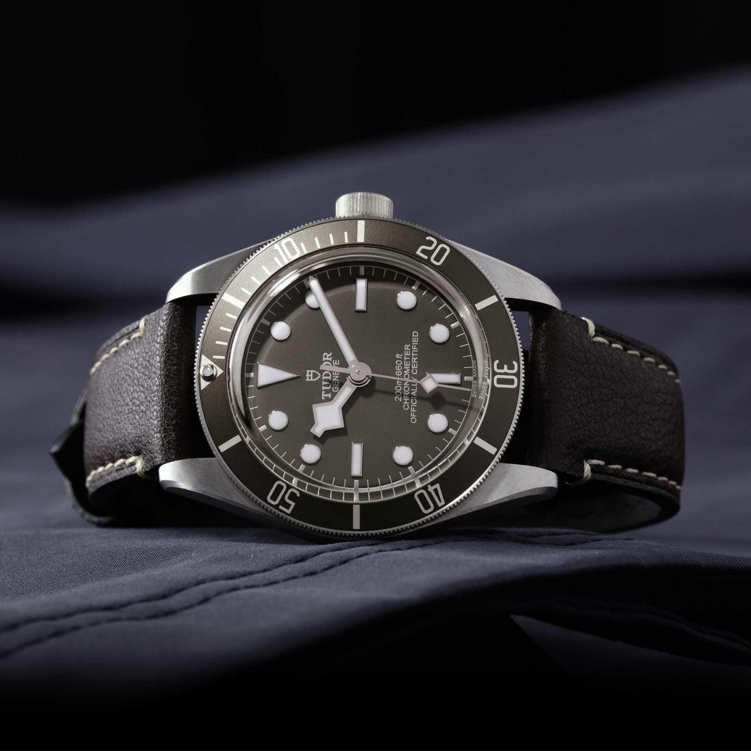 Tudor Leather Strap in Black - Helvetus®