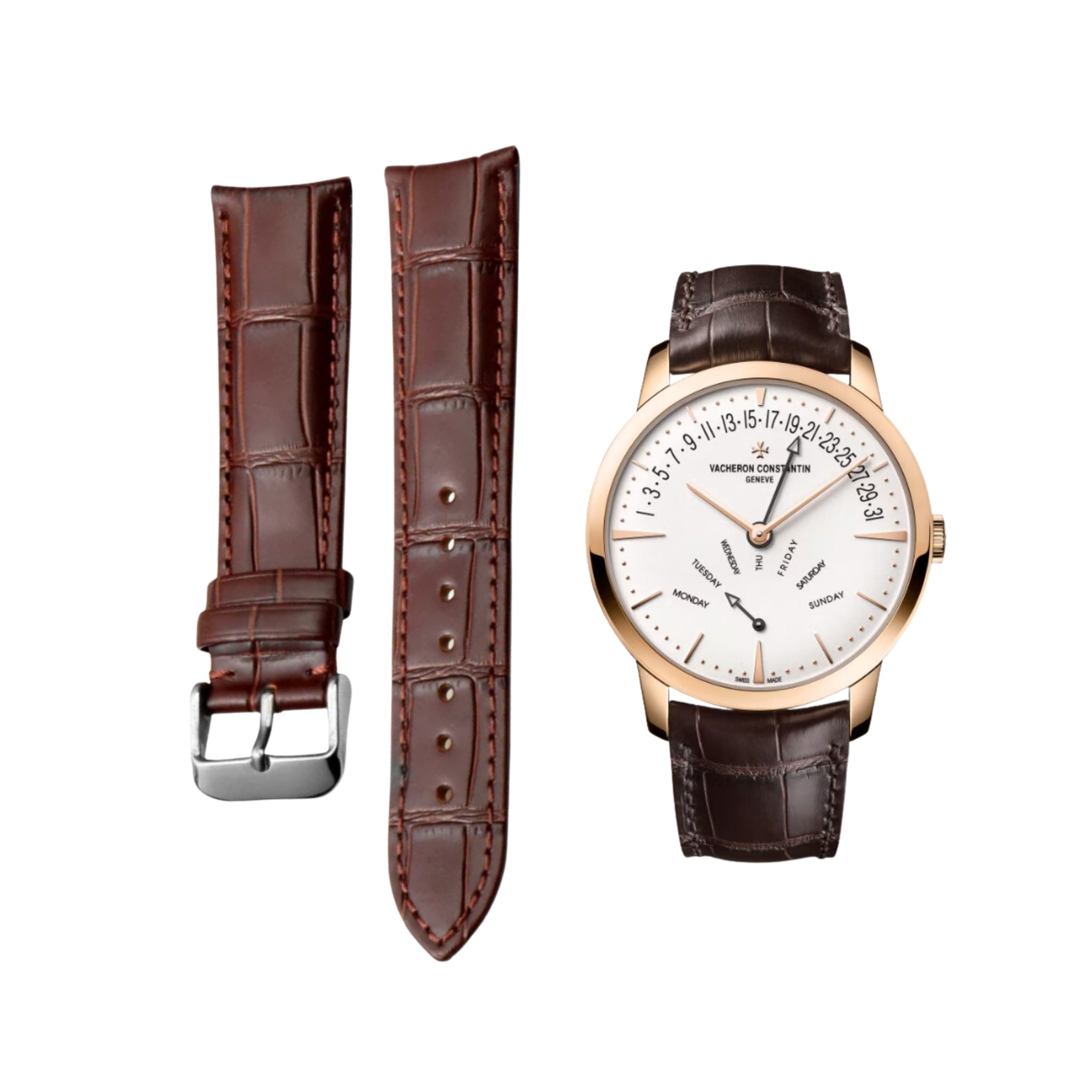 Leather Strap - For Vacheron Constantin Patrimony & Traditionnelle and other Models - Brown - Helvetus