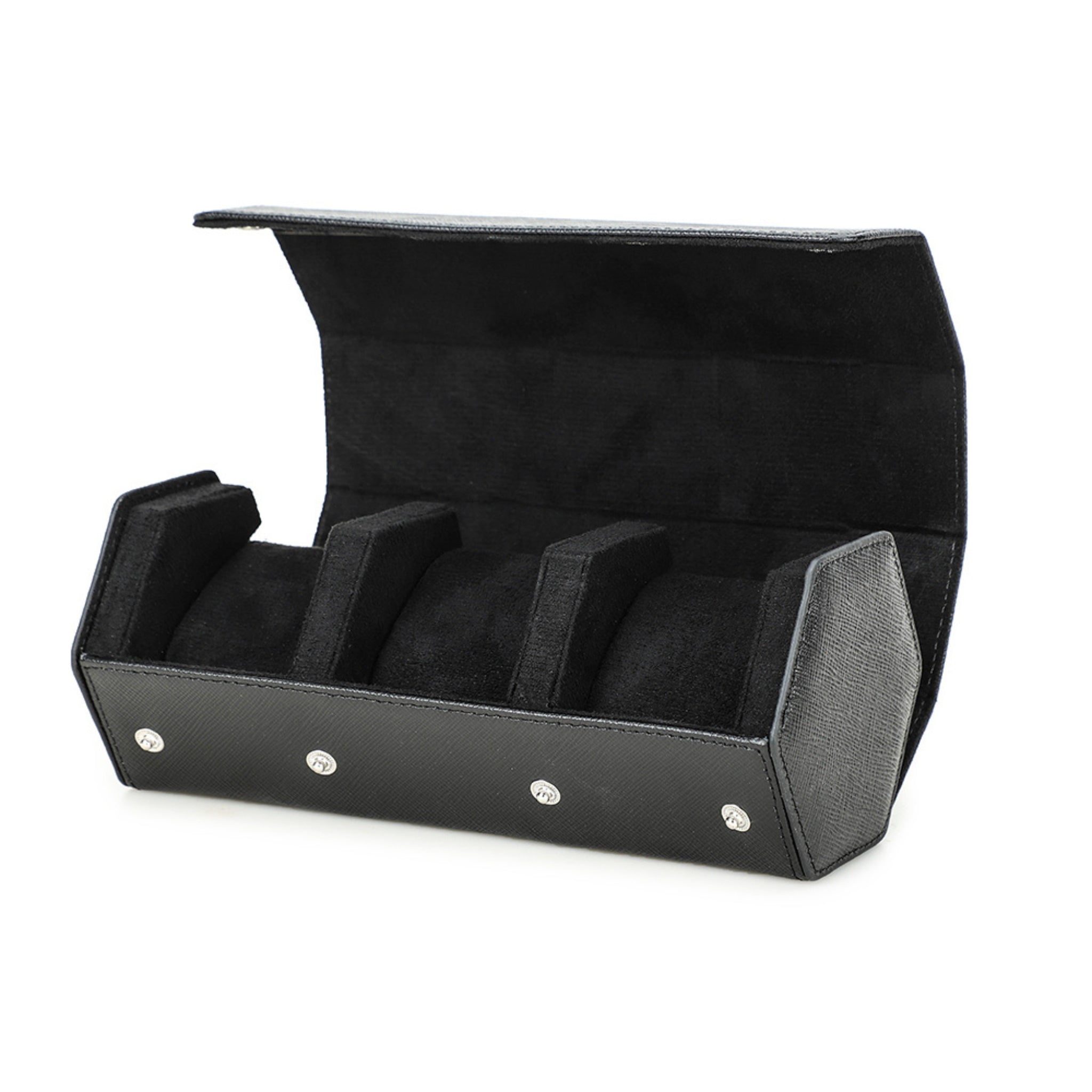 Leather Watch Box - 3 Slot - Black - Helvetus