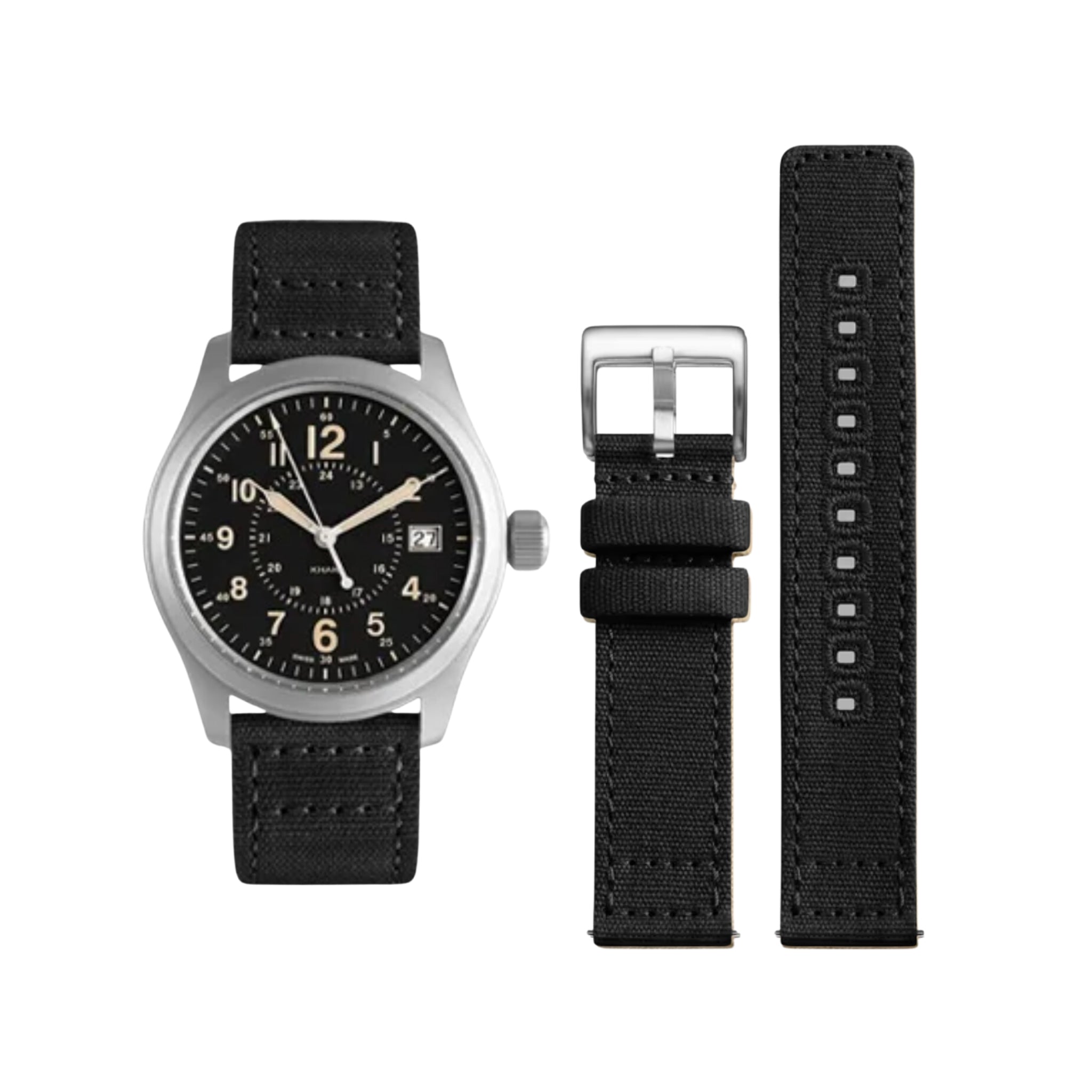 Nylon Strap - For Hamilton Khaki Field - Black - Helvetus