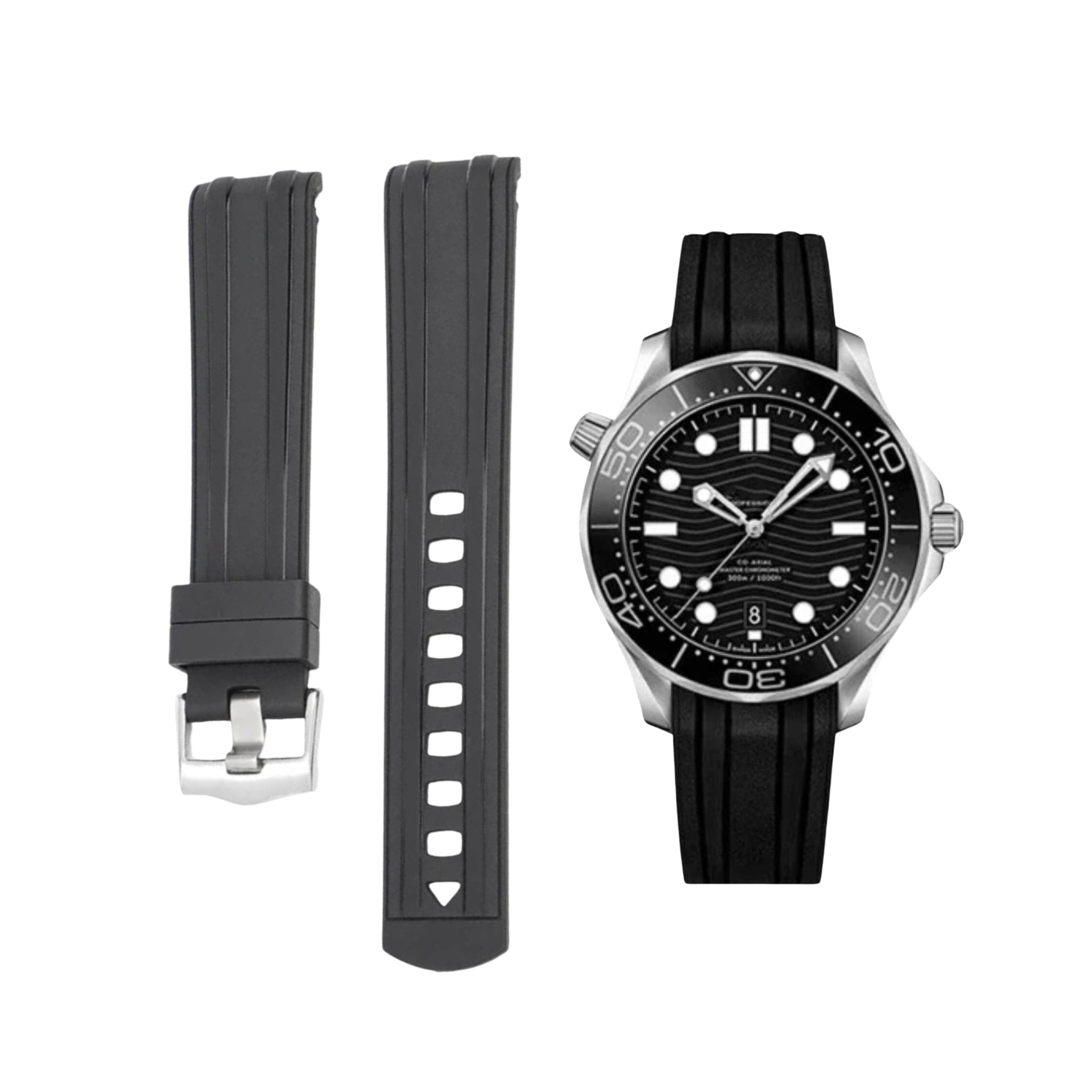 Strap for Omega Seamaster (Diver) 300 in Black Helvetus® Switzerland