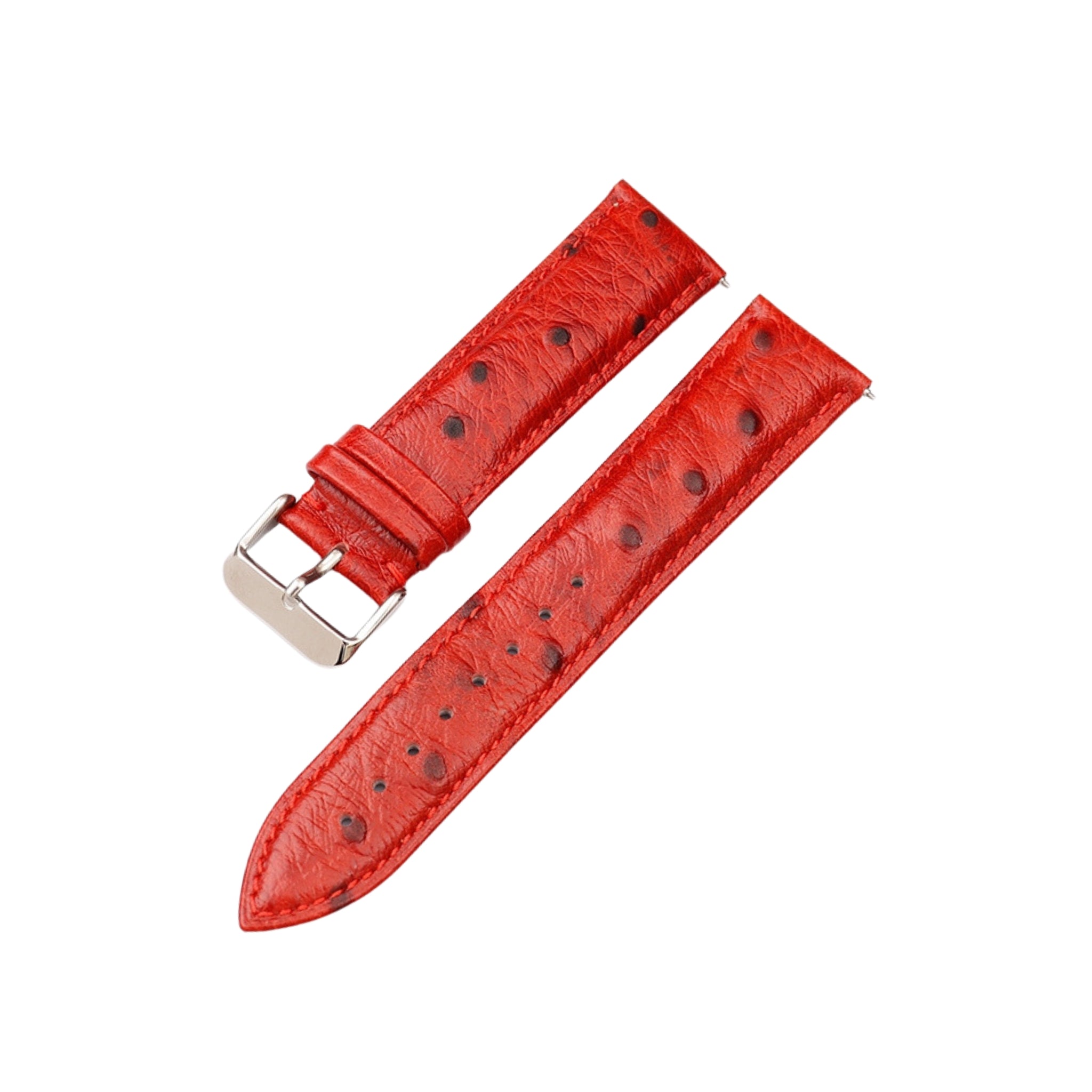 Ostrich Leather Strap - Red - Ostrich Pattern - Helvetus